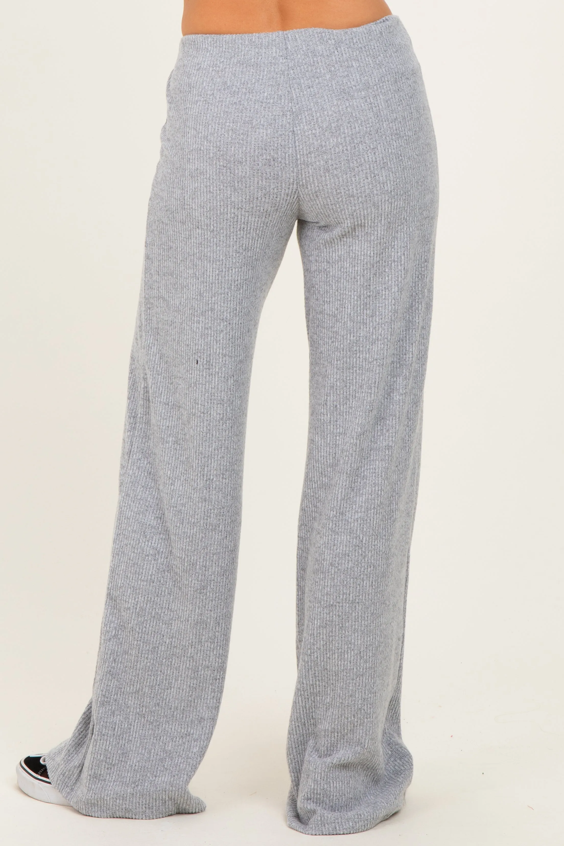 Heather Grey Brushed Knit Flare Leg Pants sold by Pinkblush product image thumbnail 4