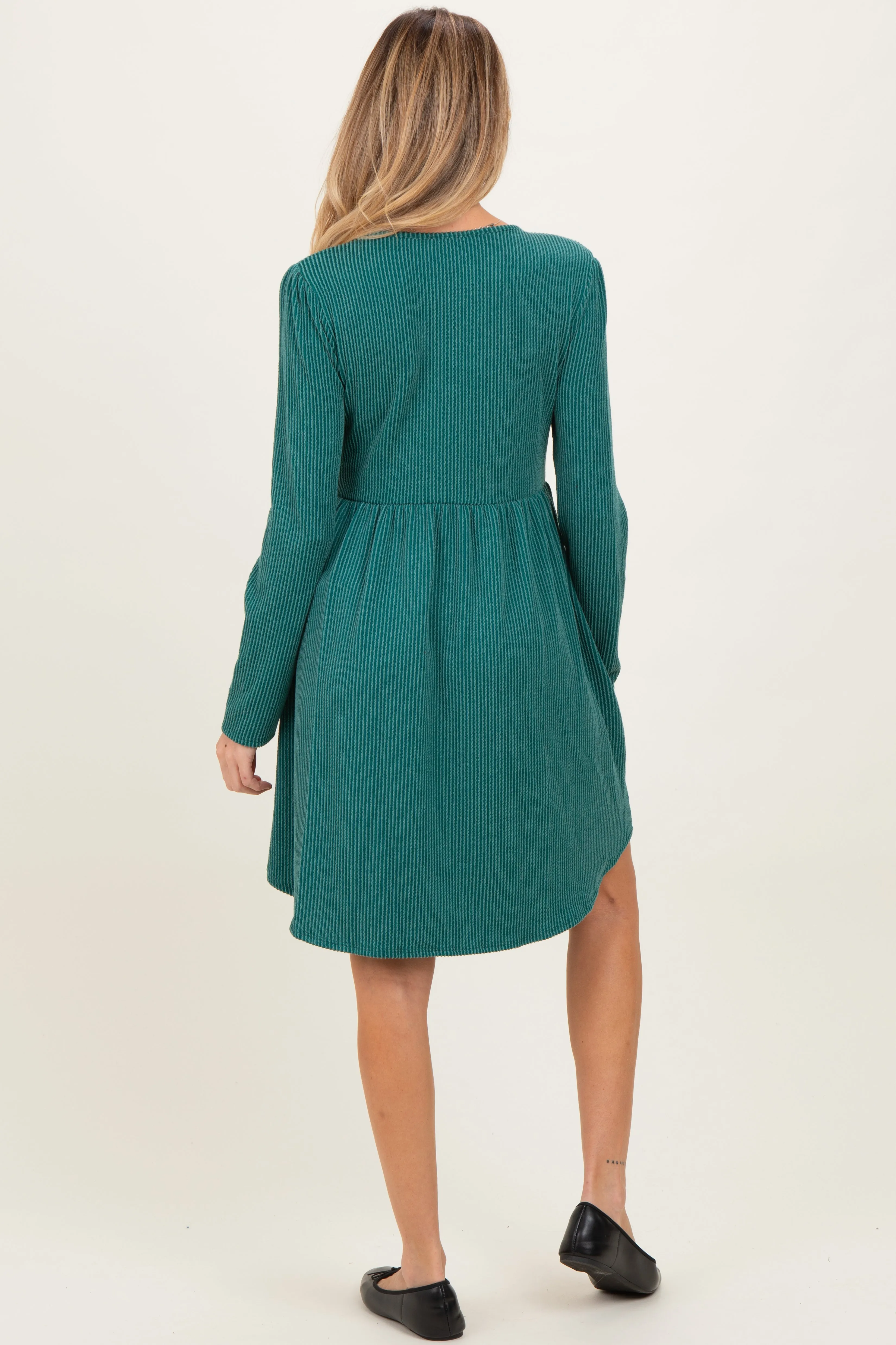 Forest Green Textured Rib Long Sleeve Maternity Dress sold by Pinkblush product image thumbnail 4