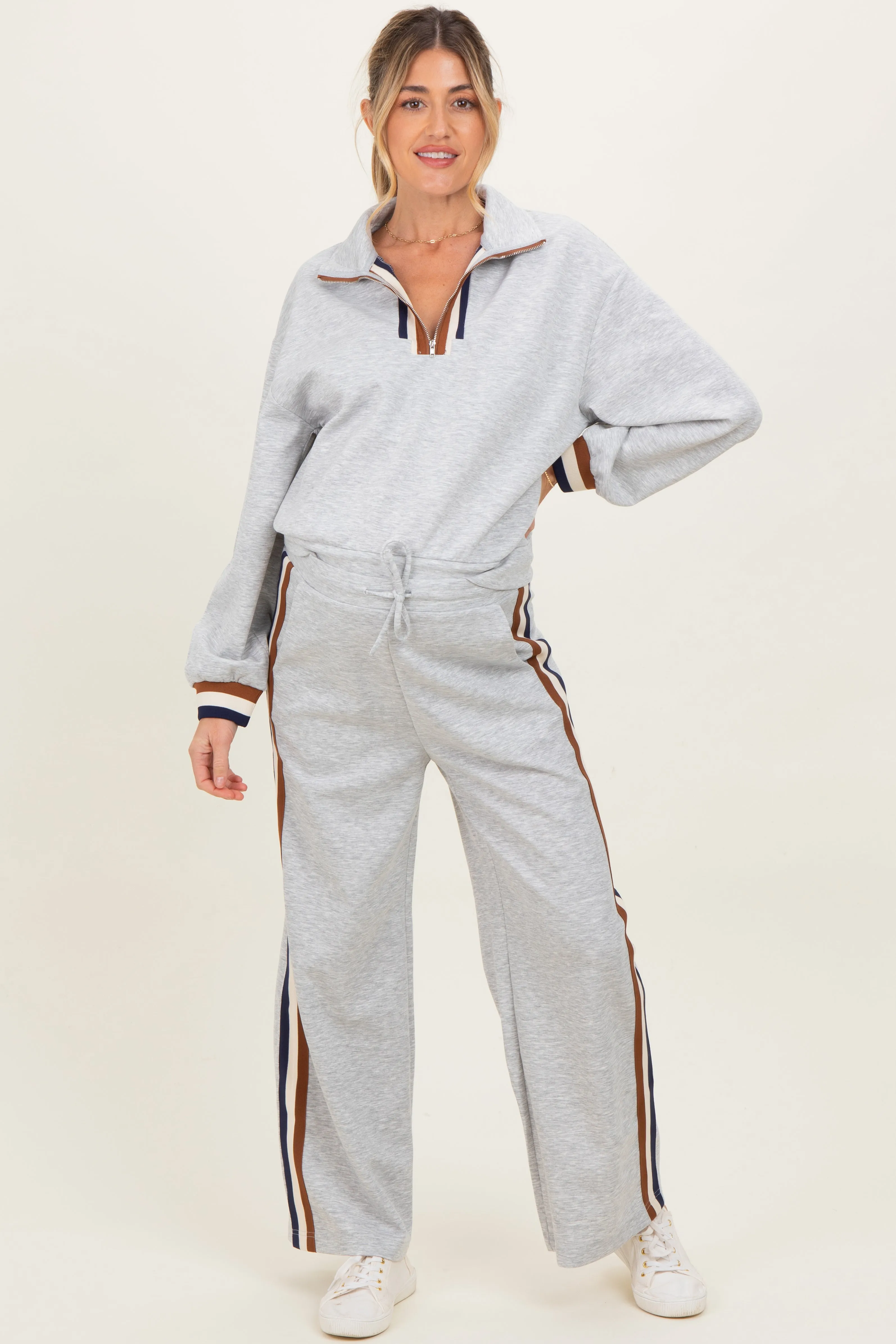 Heather Grey Contrast Trim Maternity Sweatpants sold by Pinkblush product image thumbnail 2