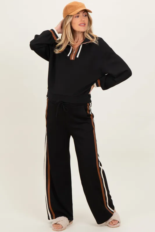 Black Contrast Trim Maternity Sweatpants sold by Pinkblush