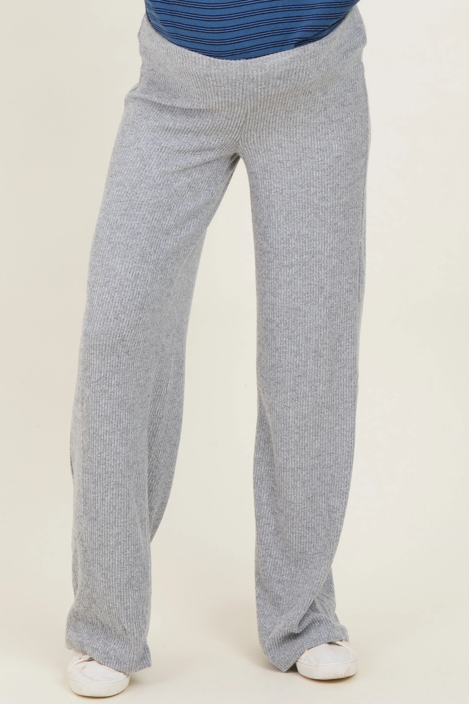 Heather Grey Brushed Knit Flare Leg Maternity Pants sold by Pinkblush product image thumbnail 3