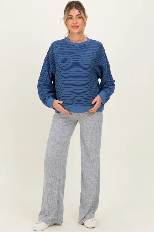 Heather Grey Brushed Knit Flare Leg Maternity Pants sold by Pinkblush