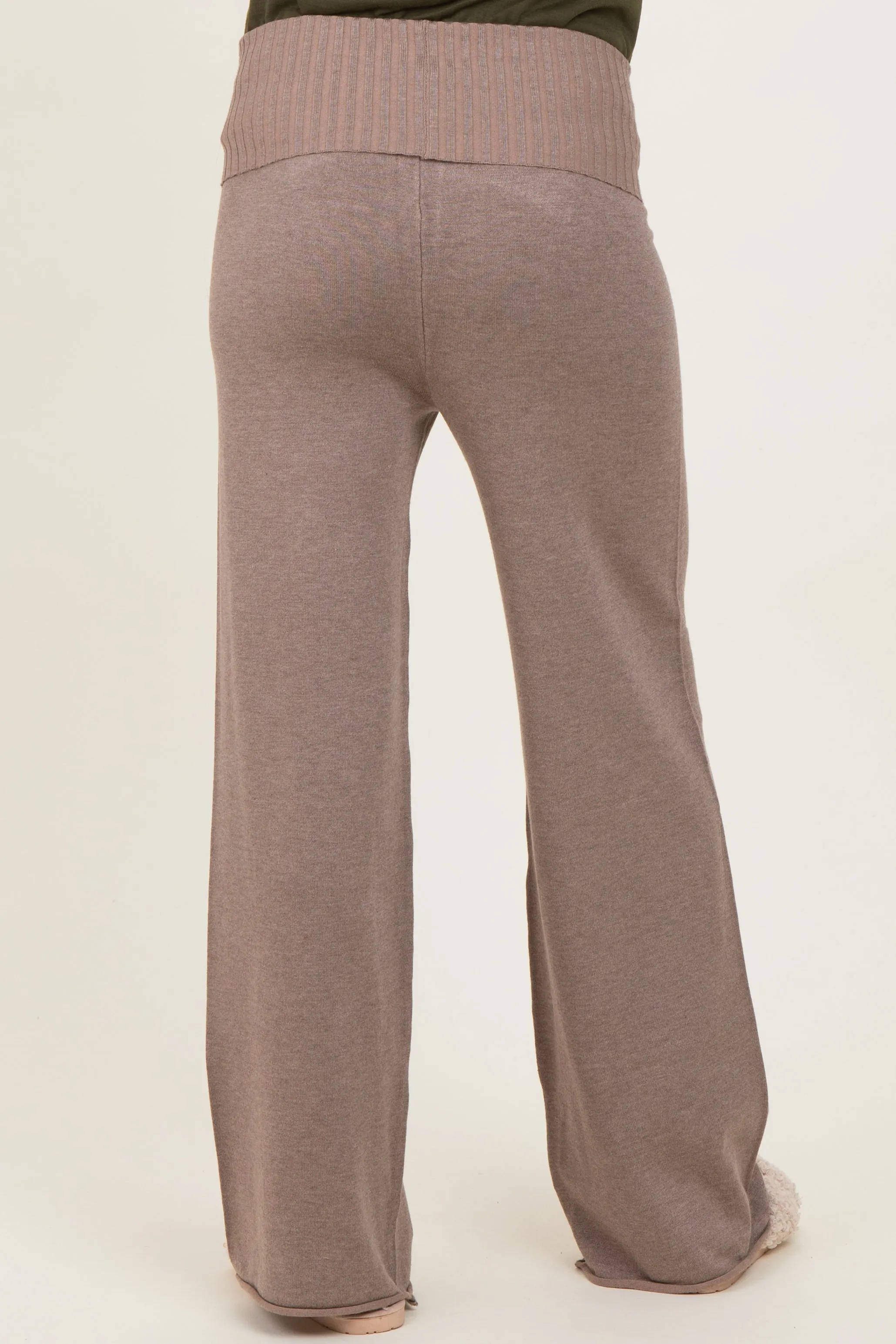 Mocha Ribbed Knit Foldover Waist Maternity Pants sold by Pinkblush product image thumbnail 4