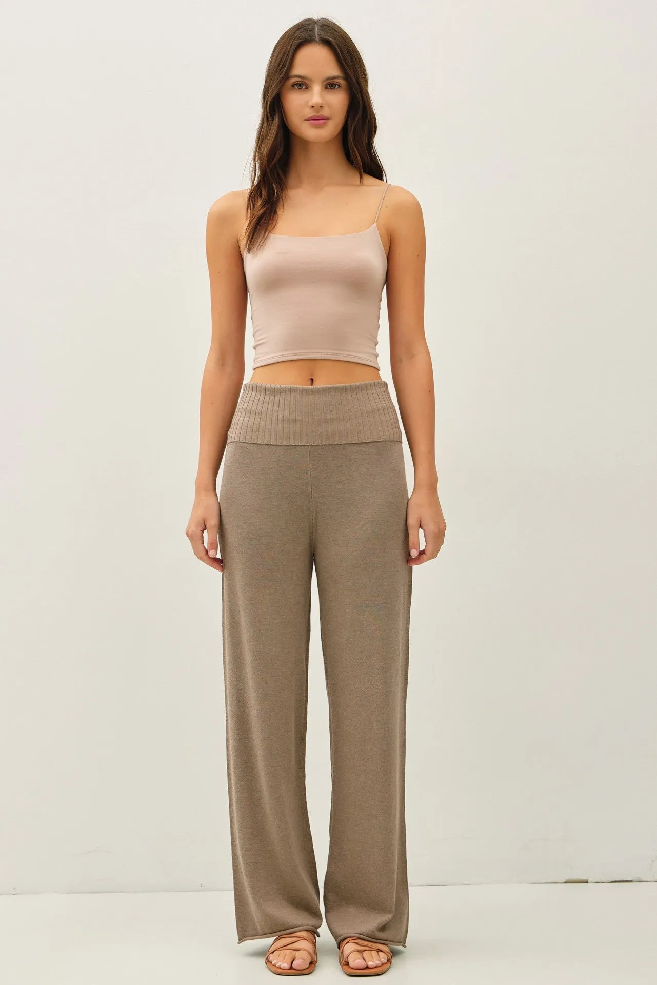 Mocha Ribbed Knit Foldover Waist Maternity Pants sold by Pinkblush product image thumbnail 5