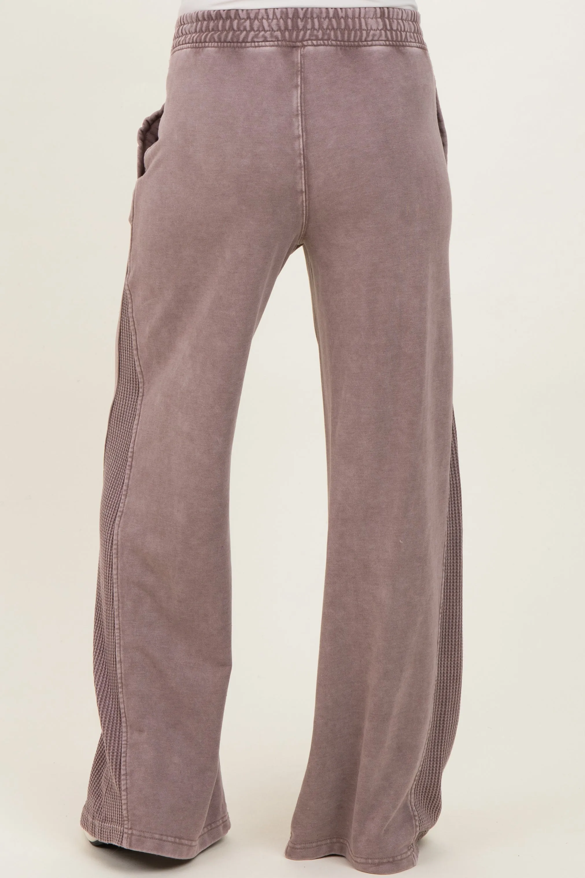 Mocha Mineral Wash Waffle Knit Contrast Maternity Lounge Pants sold by Pinkblush product image thumbnail 5