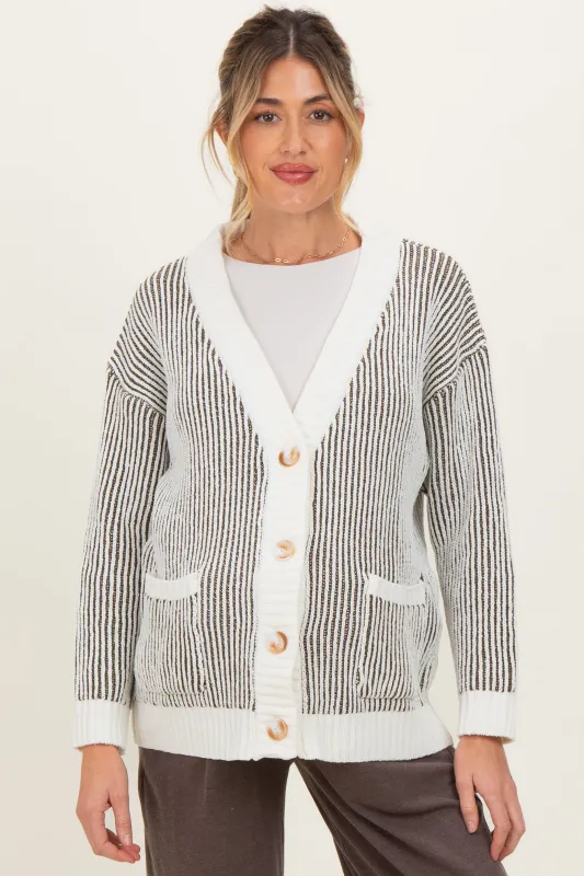 Olive Pocketed Button Front Maternity Cardigan sold by Pinkblush