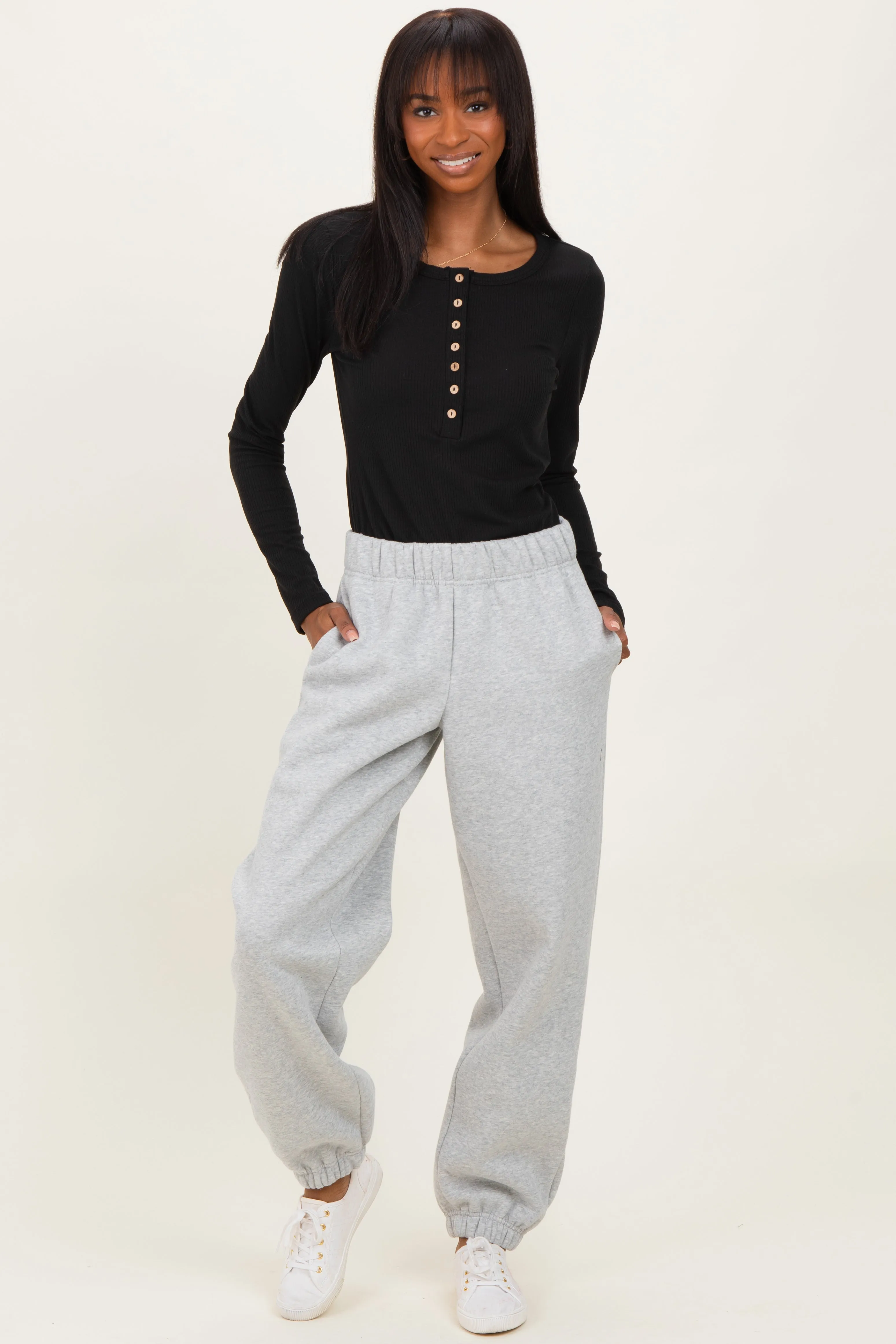 Heather Grey Fleece Sweatpants sold by Pinkblush