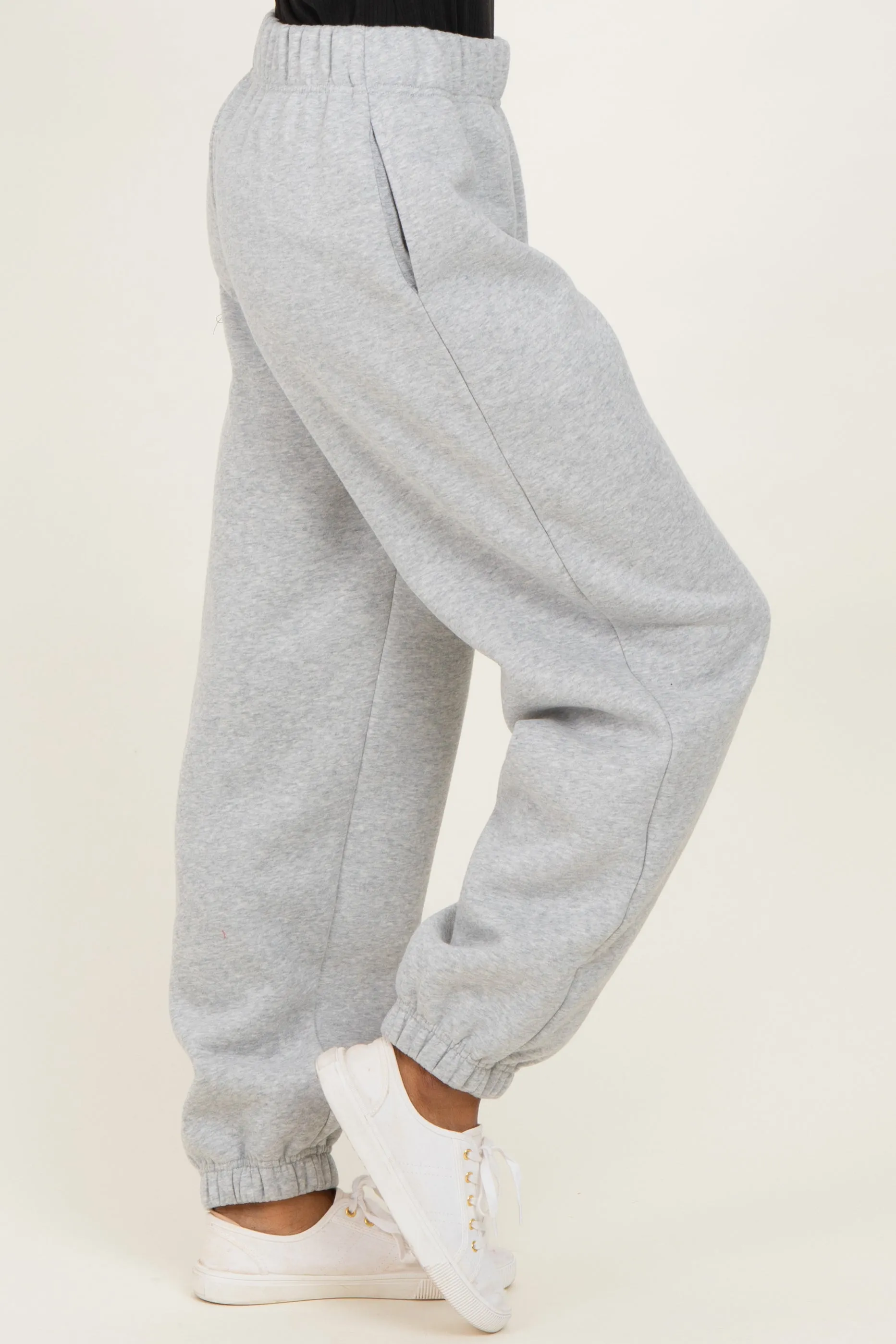 Heather Grey Fleece Sweatpants sold by Pinkblush product image thumbnail 3