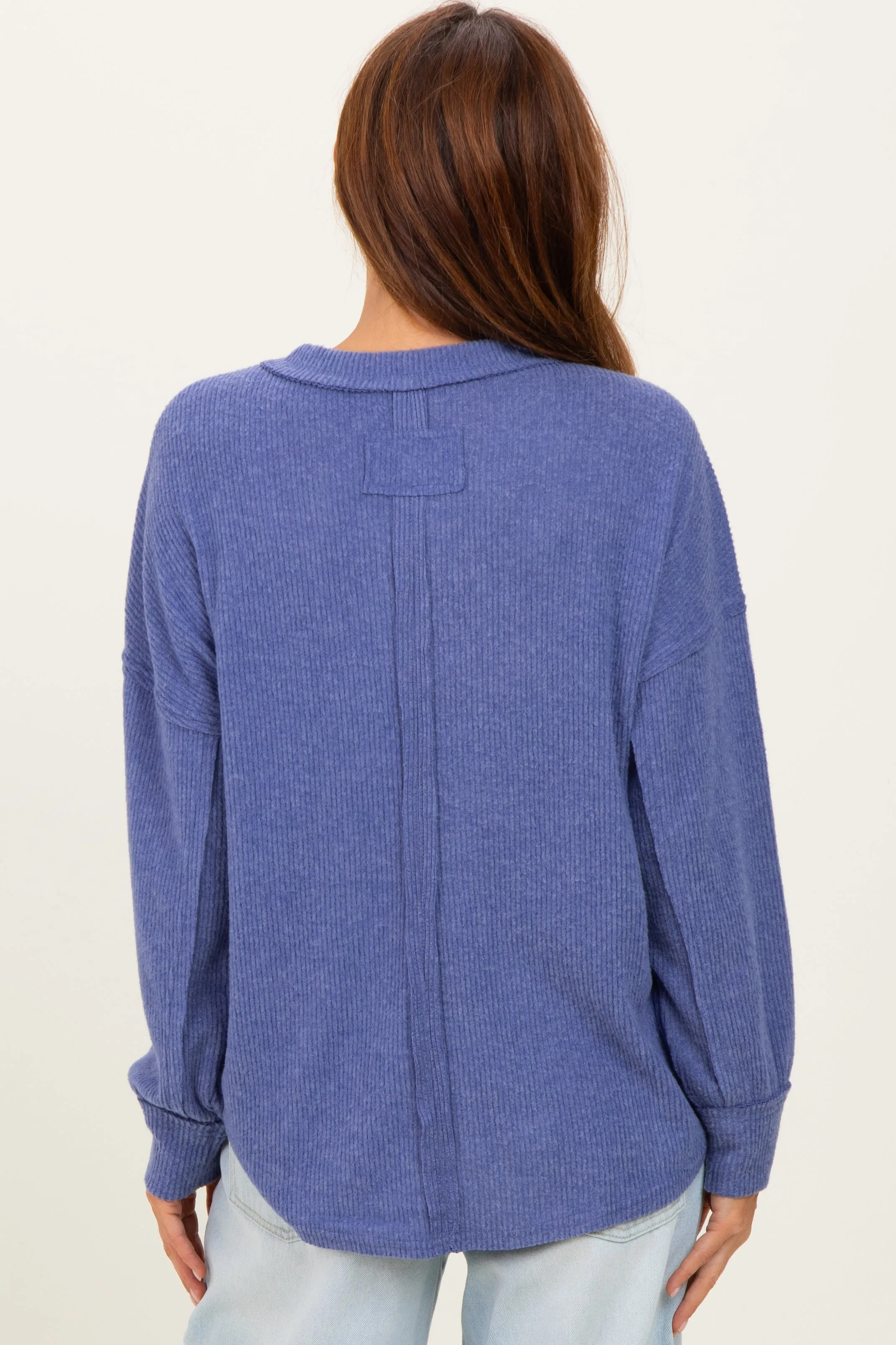 Periwinkle Brushed Ribbed Knit Pullover sold by Pinkblush product image thumbnail 3
