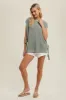 Olive Chunky Knit Side Tie Sweater Top sold by Pinkblush