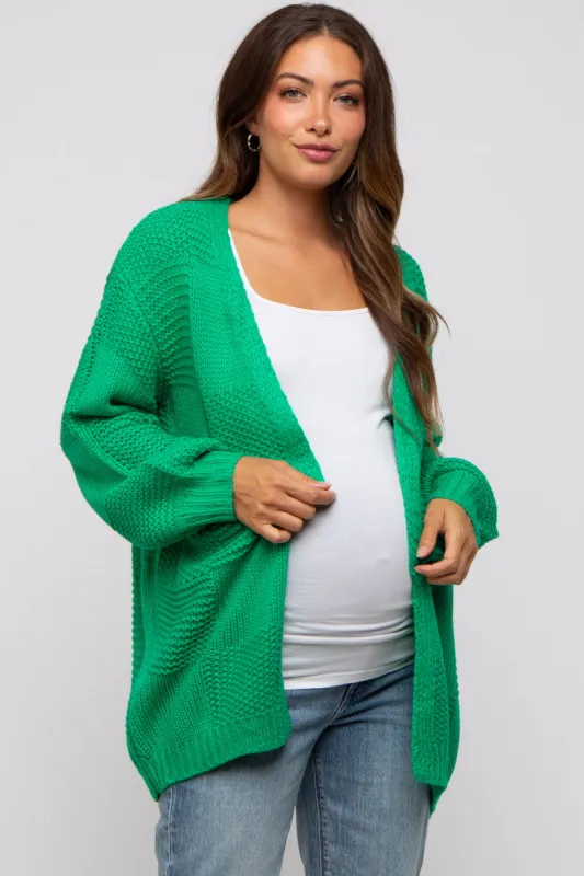 Green Chunky Knit Oversized Maternity Cardigan sold by Pinkblush