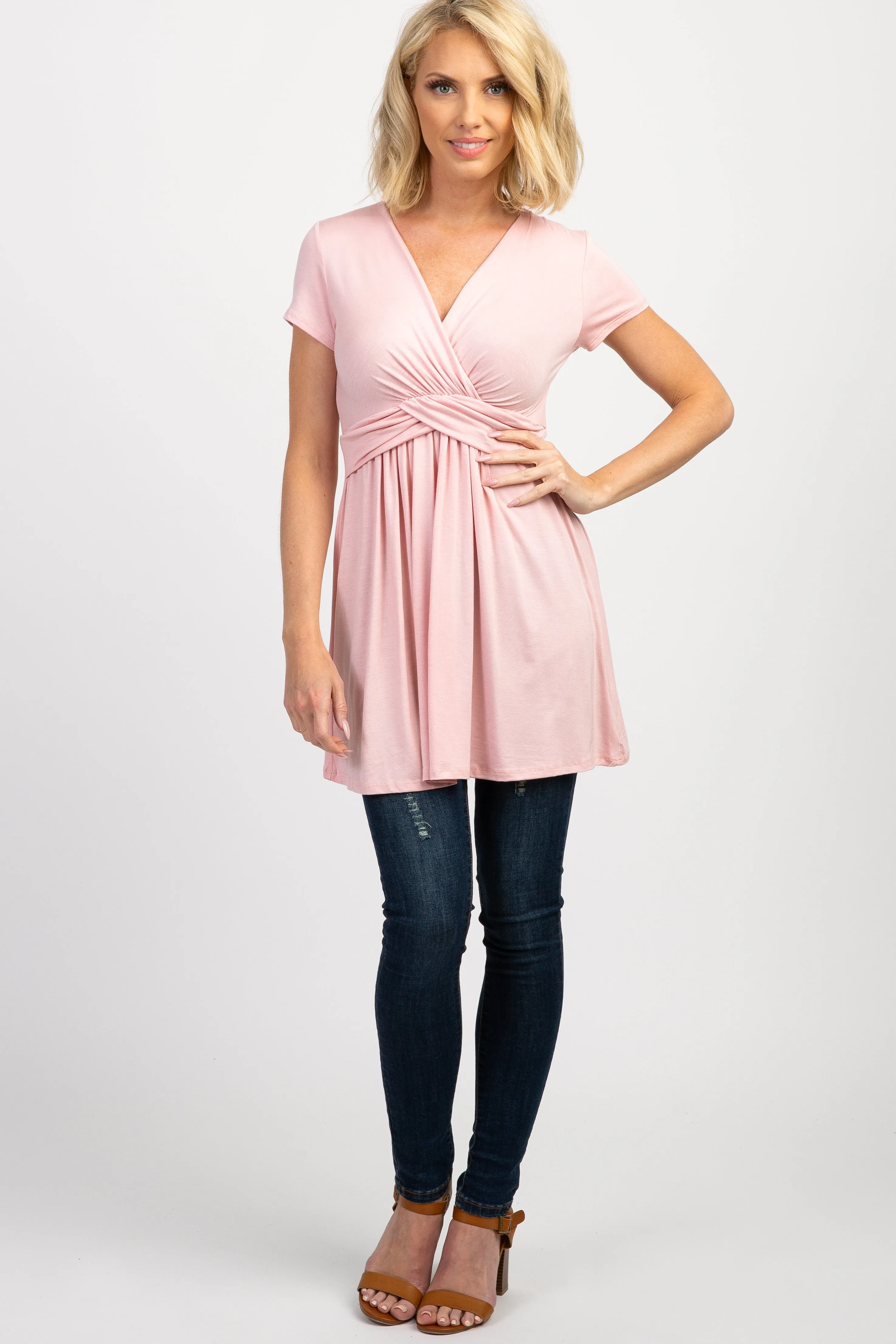 PinkBlush Light Pink Draped Front Nursing Top sold by Pinkblush product image thumbnail 5