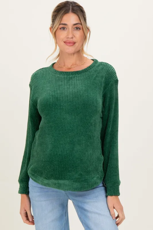 Emerald Green Chenille Knit Maternity Sweater sold by Pinkblush