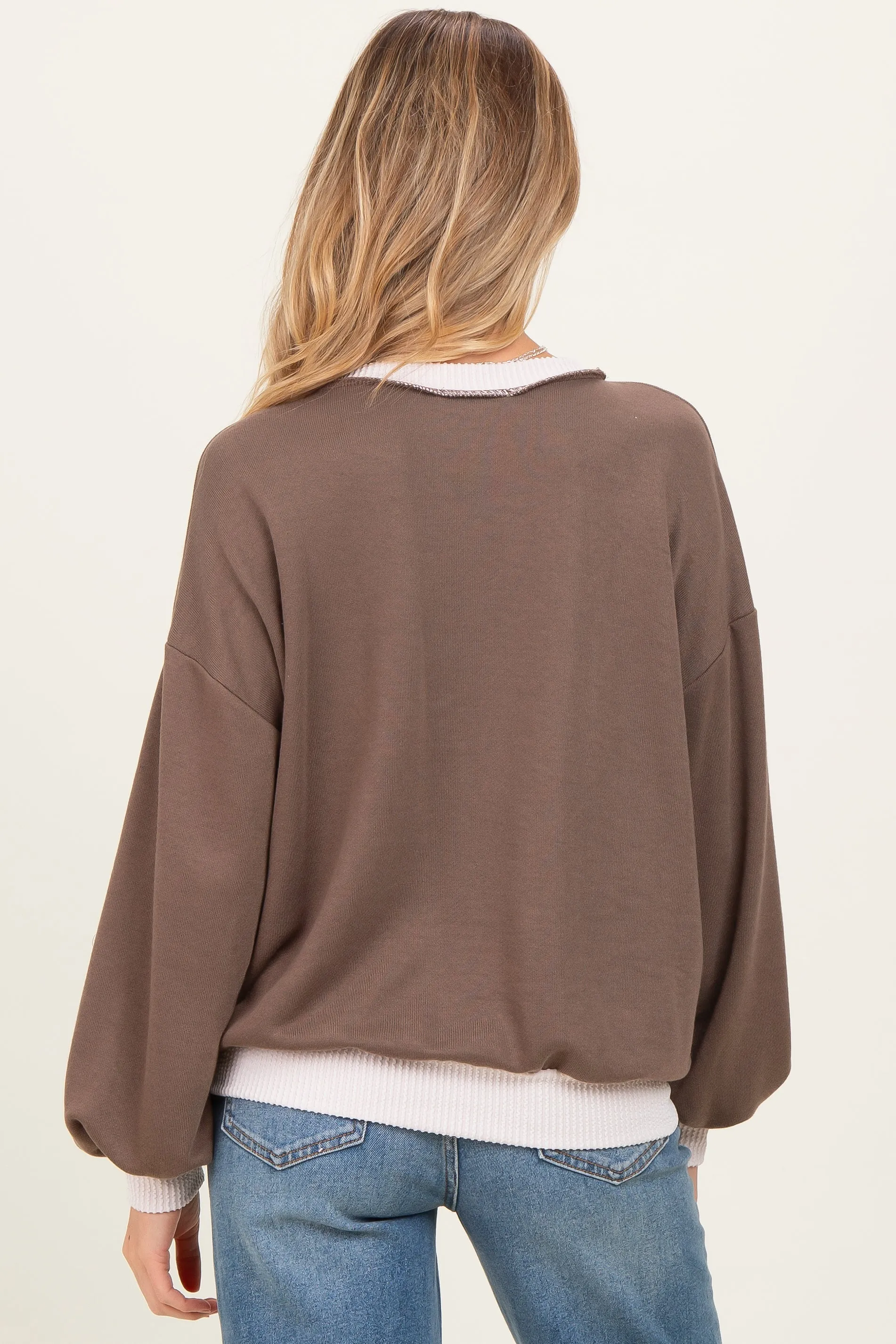 Mocha French Terry Maternity Sweatshirt sold by Pinkblush product image thumbnail 4