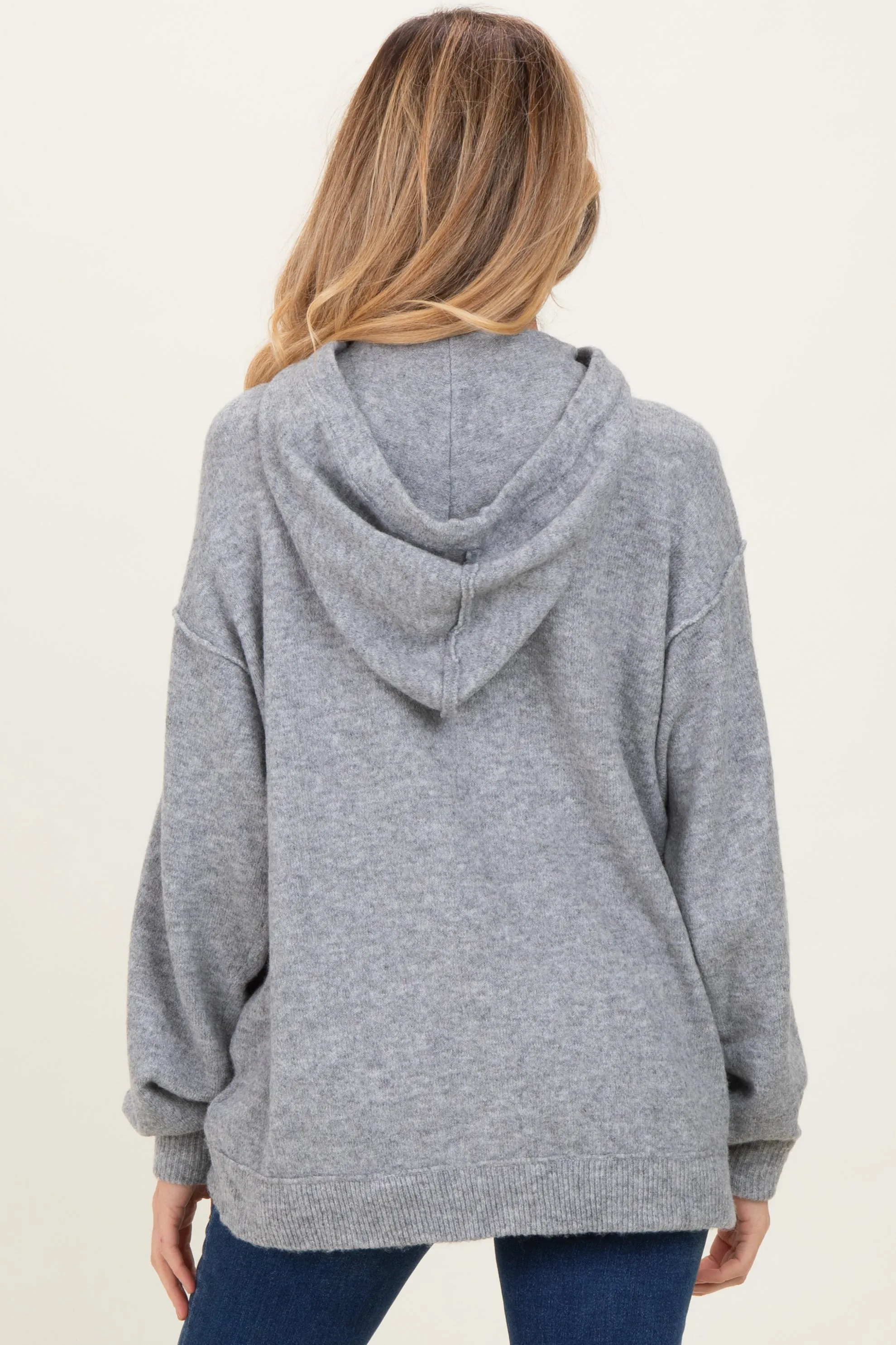 Heather Grey Brushed Knit Oversized Maternity Hoodie sold by Pinkblush product image thumbnail 4