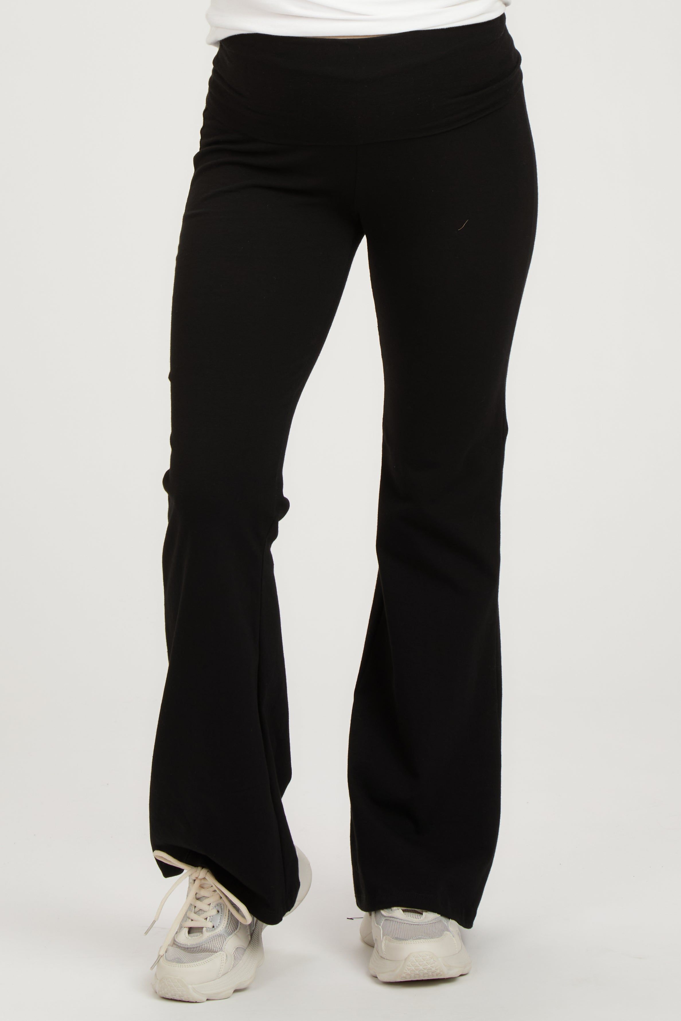 Black Flare Leg Fold Over Maternity Leggings sold by Pinkblush product image thumbnail 2