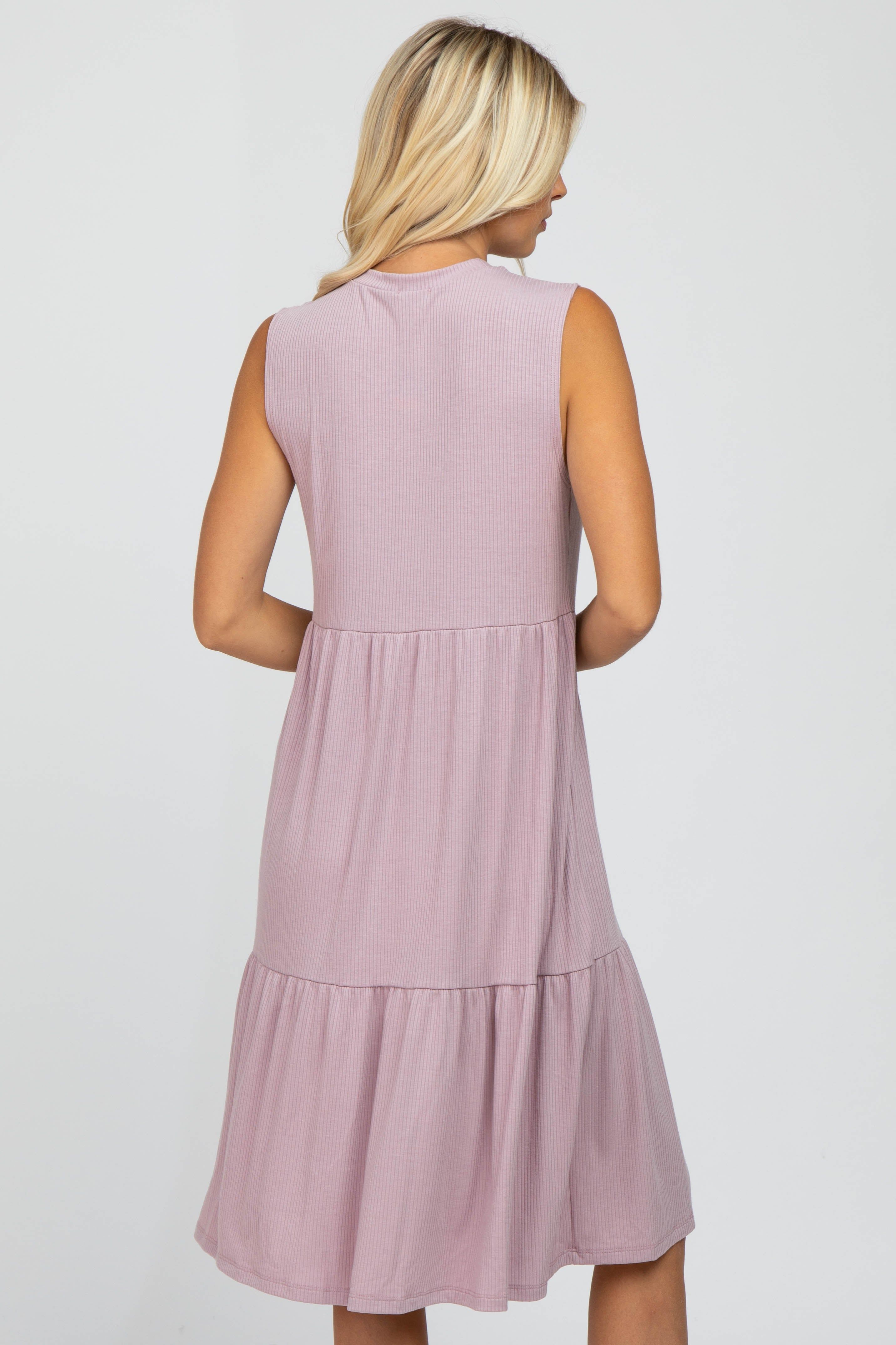 Lavender Ribbed Sleeveless Midi Dress sold by Pinkblush product image thumbnail 3