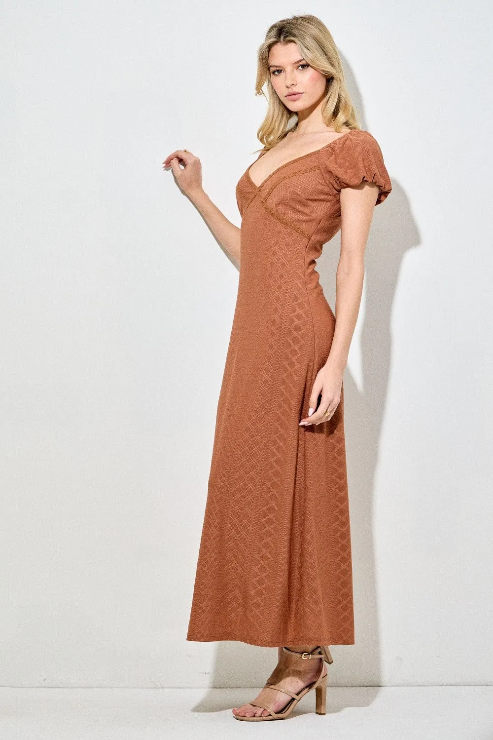 Rust Floral Chiffon Midi Dress sold by Pinkblush product image thumbnail 2