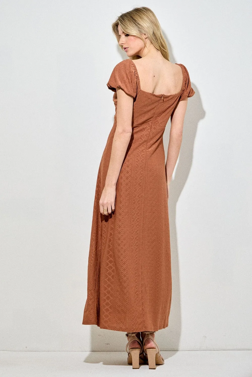 Rust Floral Chiffon Midi Dress sold by Pinkblush product image thumbnail 3