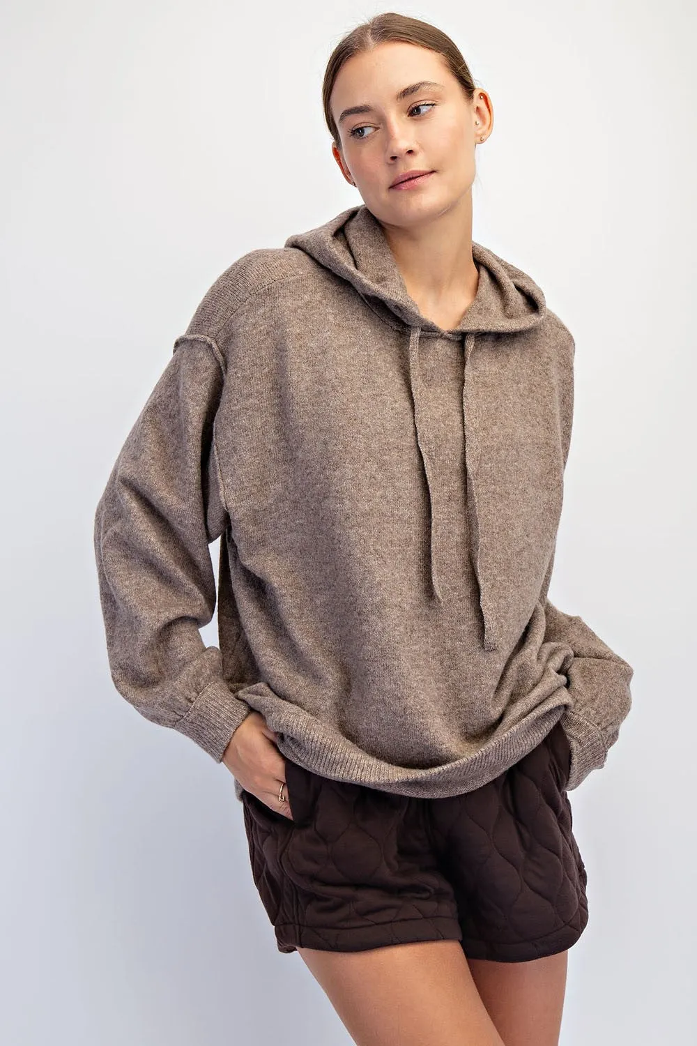Mocha Brushed Knit Oversized Maternity Hoodie sold by Pinkblush product image thumbnail 4