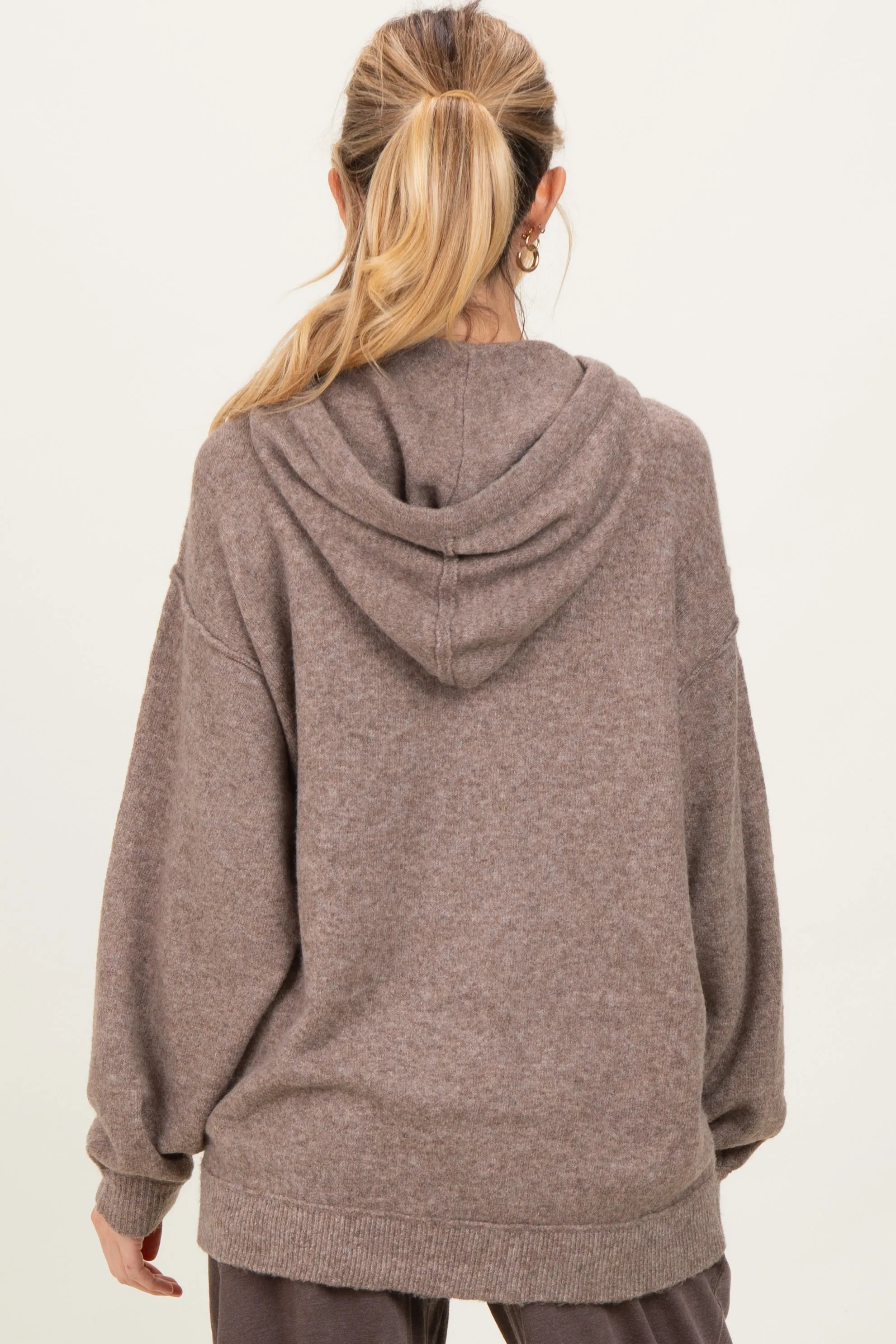 Mocha Brushed Knit Oversized Maternity Hoodie sold by Pinkblush product image thumbnail 3