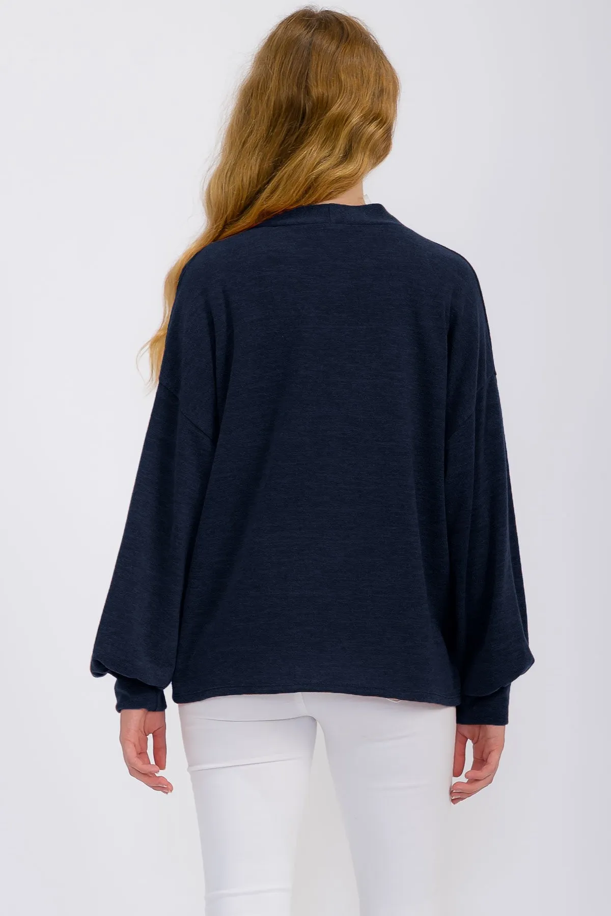 Navy Knit Button Front Cardigan sold by Pinkblush product image thumbnail 3