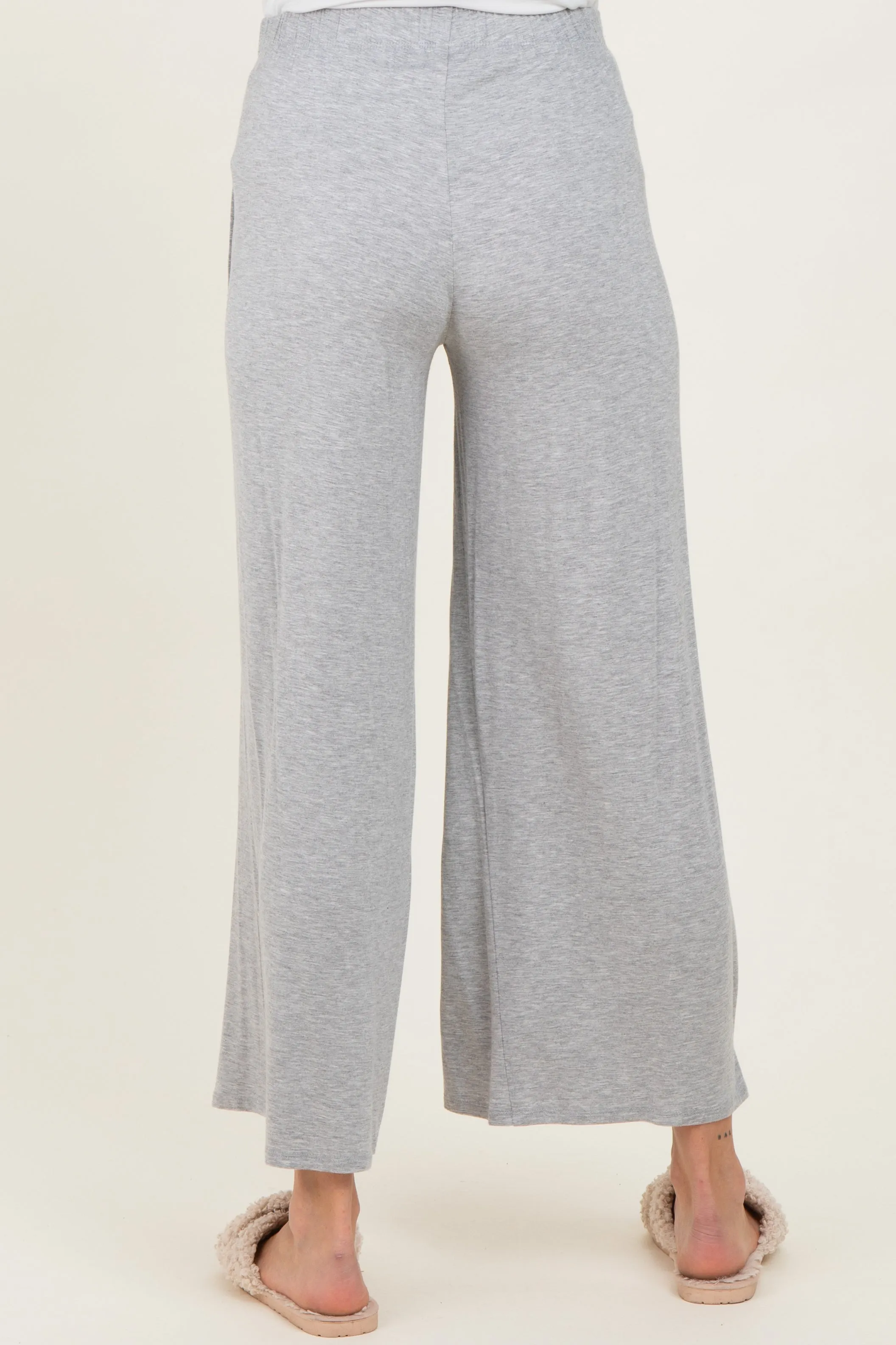 Heather Grey Wide Leg Ankle Maternity Lounge Pants sold by Pinkblush product image thumbnail 5
