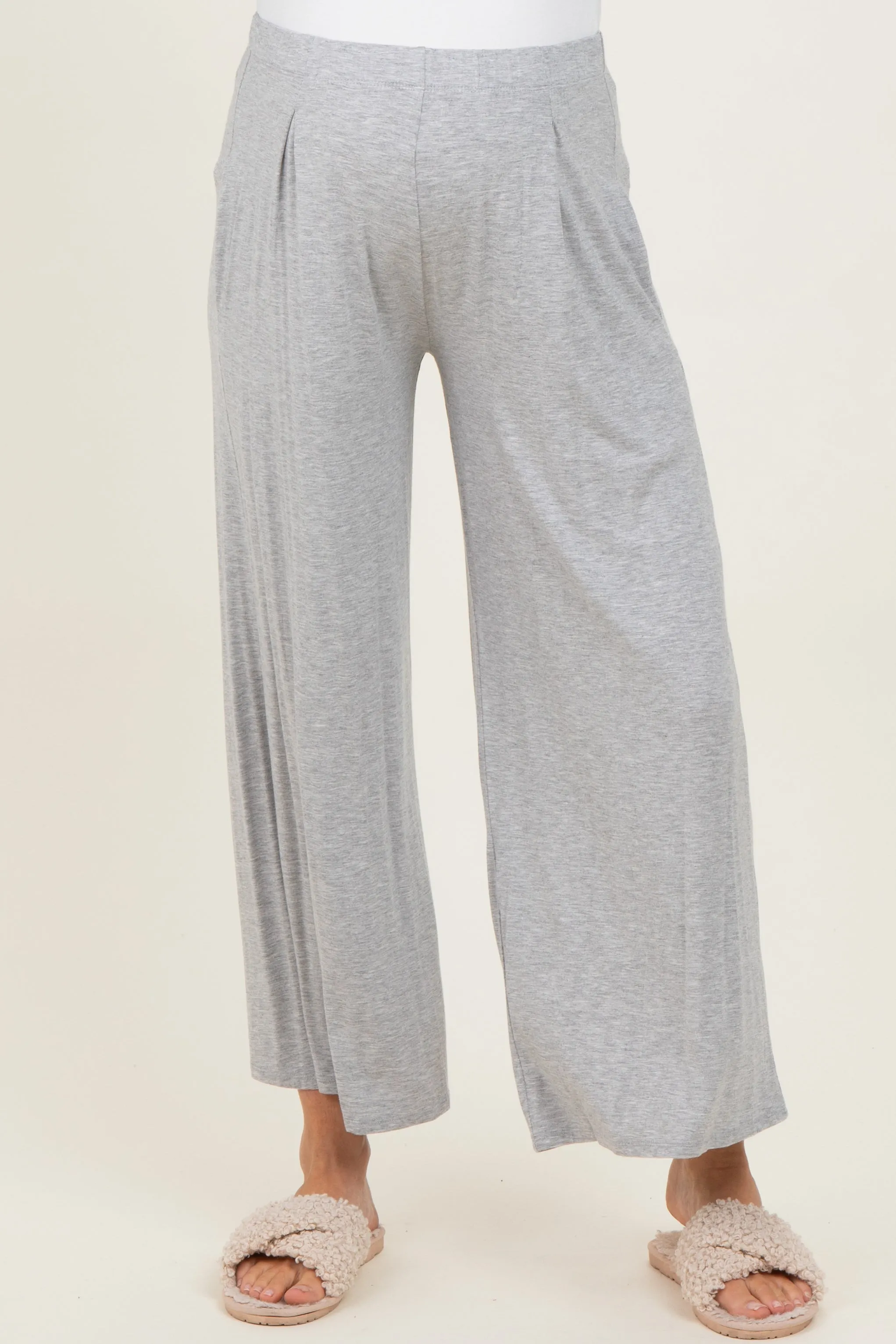 Heather Grey Wide Leg Ankle Maternity Lounge Pants sold by Pinkblush product image thumbnail 3