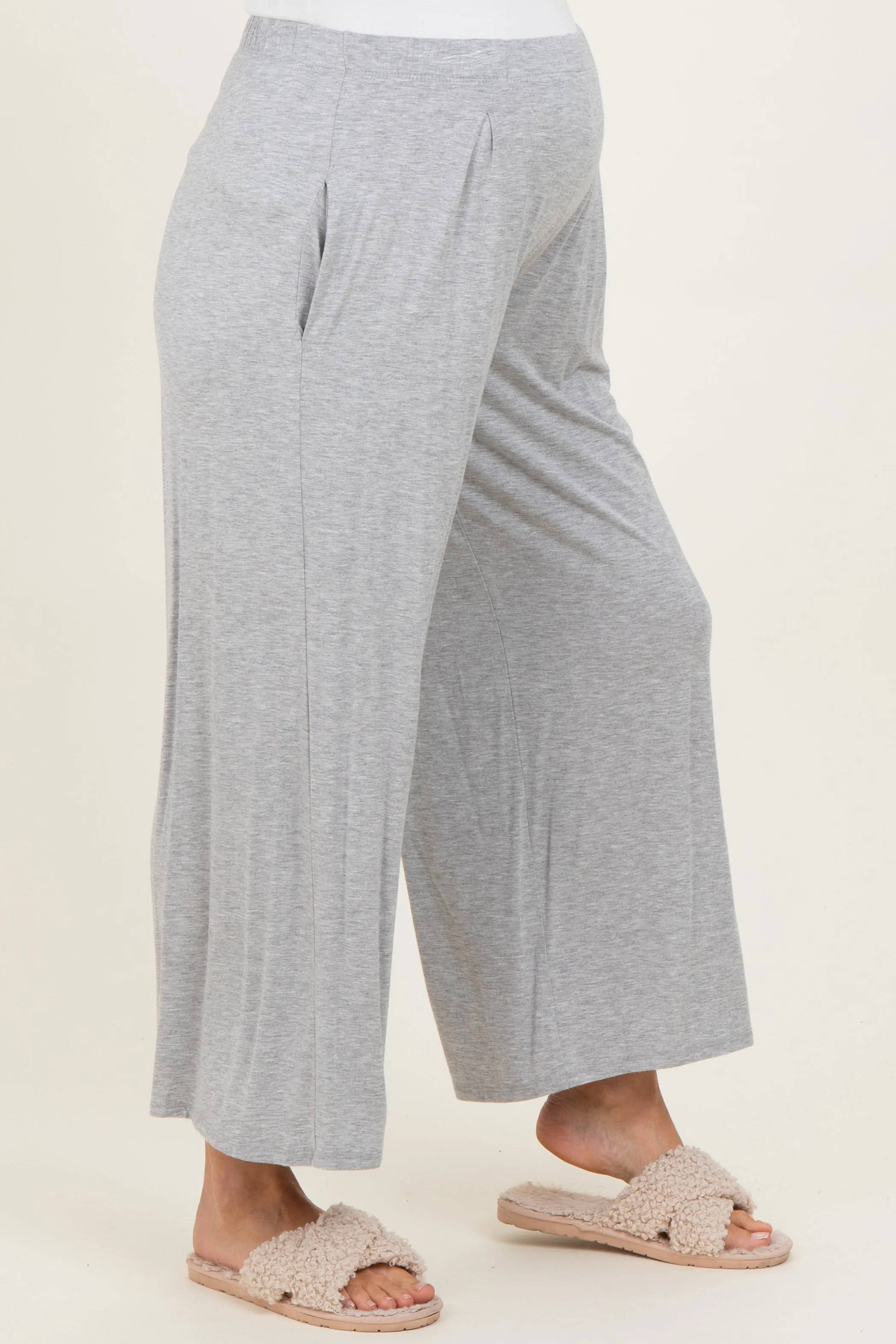 Heather Grey Wide Leg Ankle Maternity Lounge Pants sold by Pinkblush product image thumbnail 4