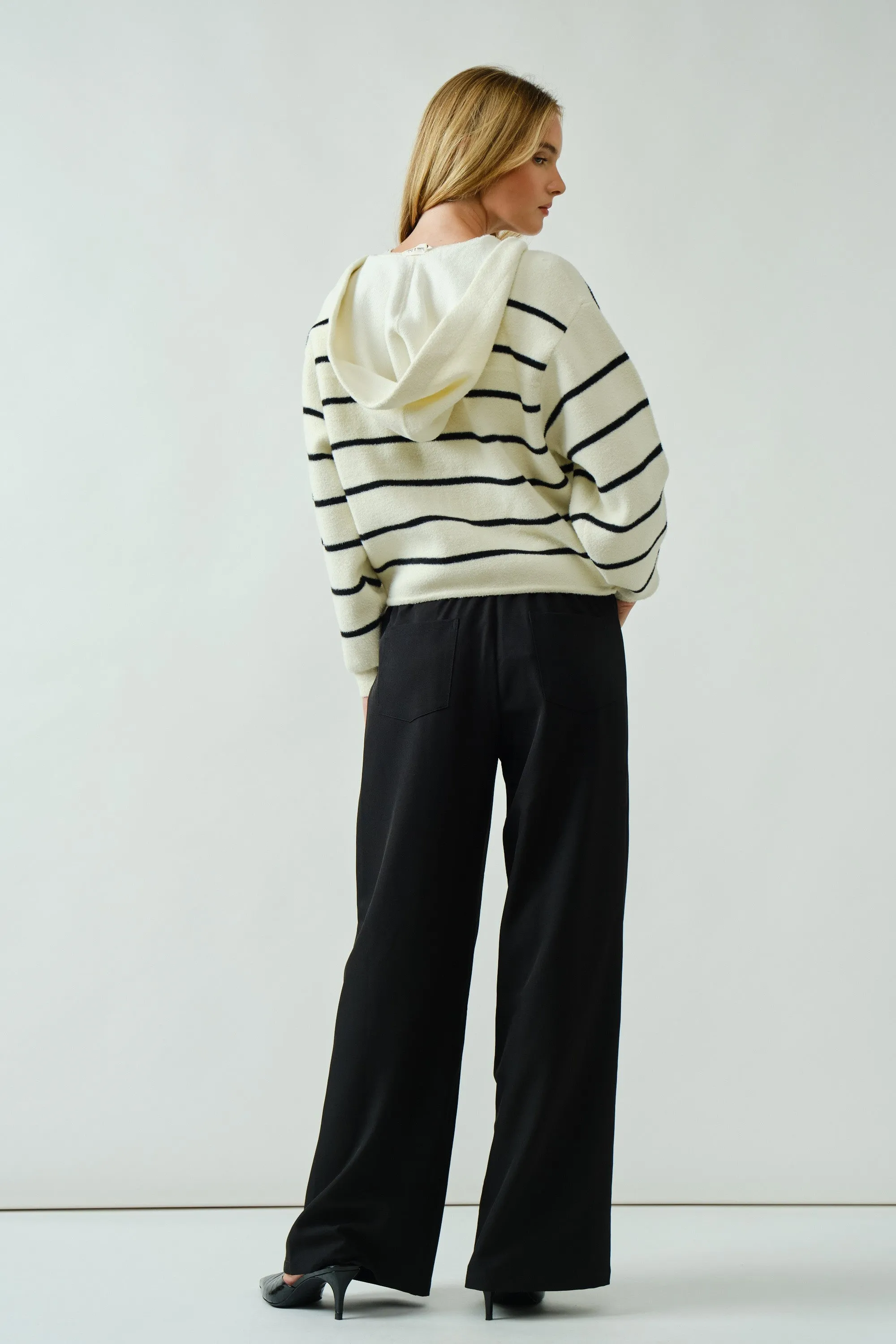 Black Drawstring Pleated Wide Leg Trousers sold by Pinkblush product image thumbnail 3