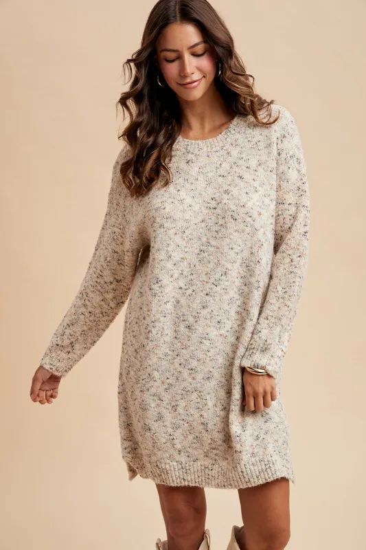 Cream Speckle Knit Sweater Dress made by AnnieWear