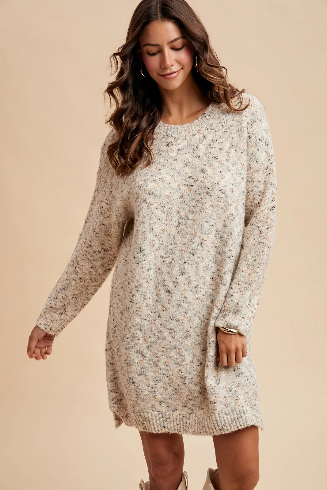 Cream Speckle Knit Sweater Dress sold by Pinkblush