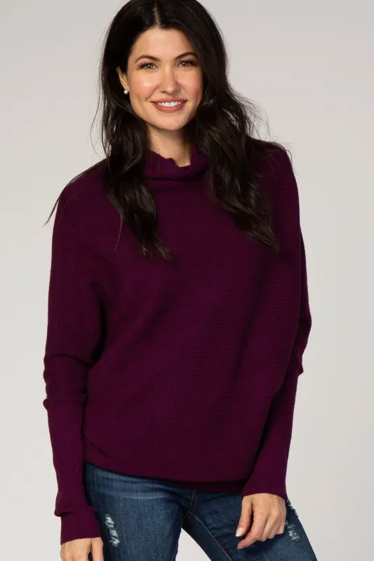 Purple Funnel Neck Dolman Sleeve Sweater sold by Pinkblush
