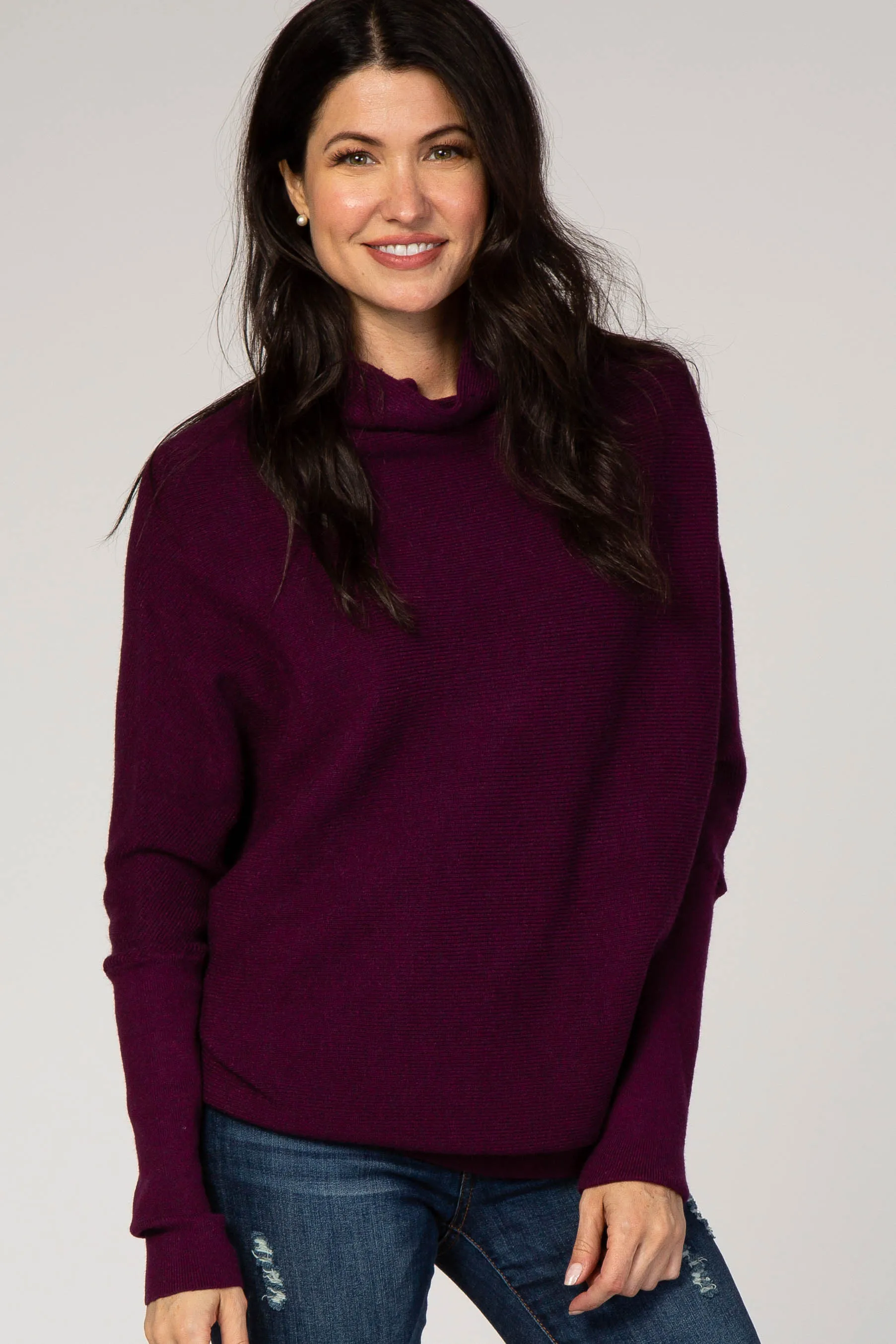 Purple Funnel Neck Dolman Sleeve Maternity Sweater sold by Pinkblush product image thumbnail 5