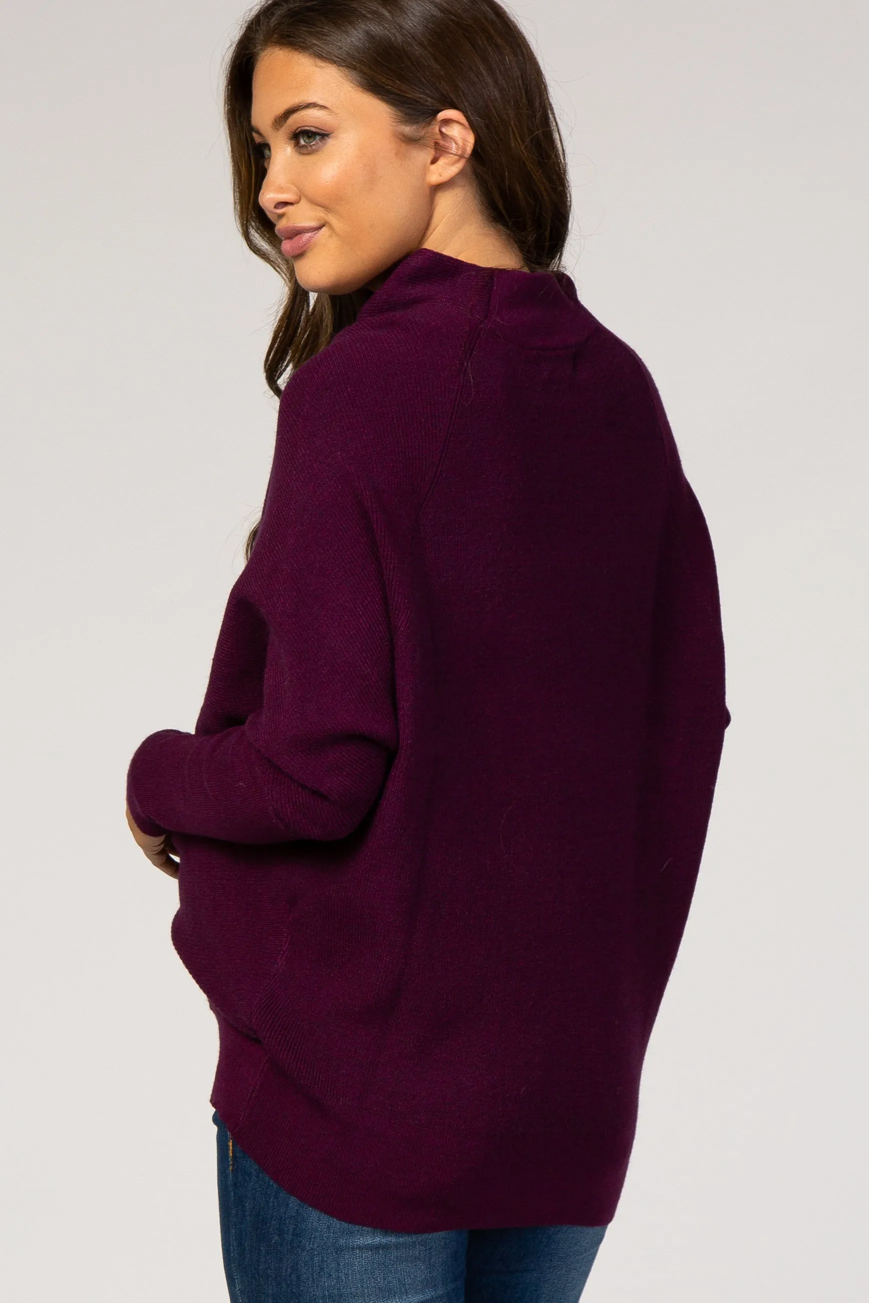 Purple Funnel Neck Dolman Sleeve Maternity Sweater sold by Pinkblush product image thumbnail 3