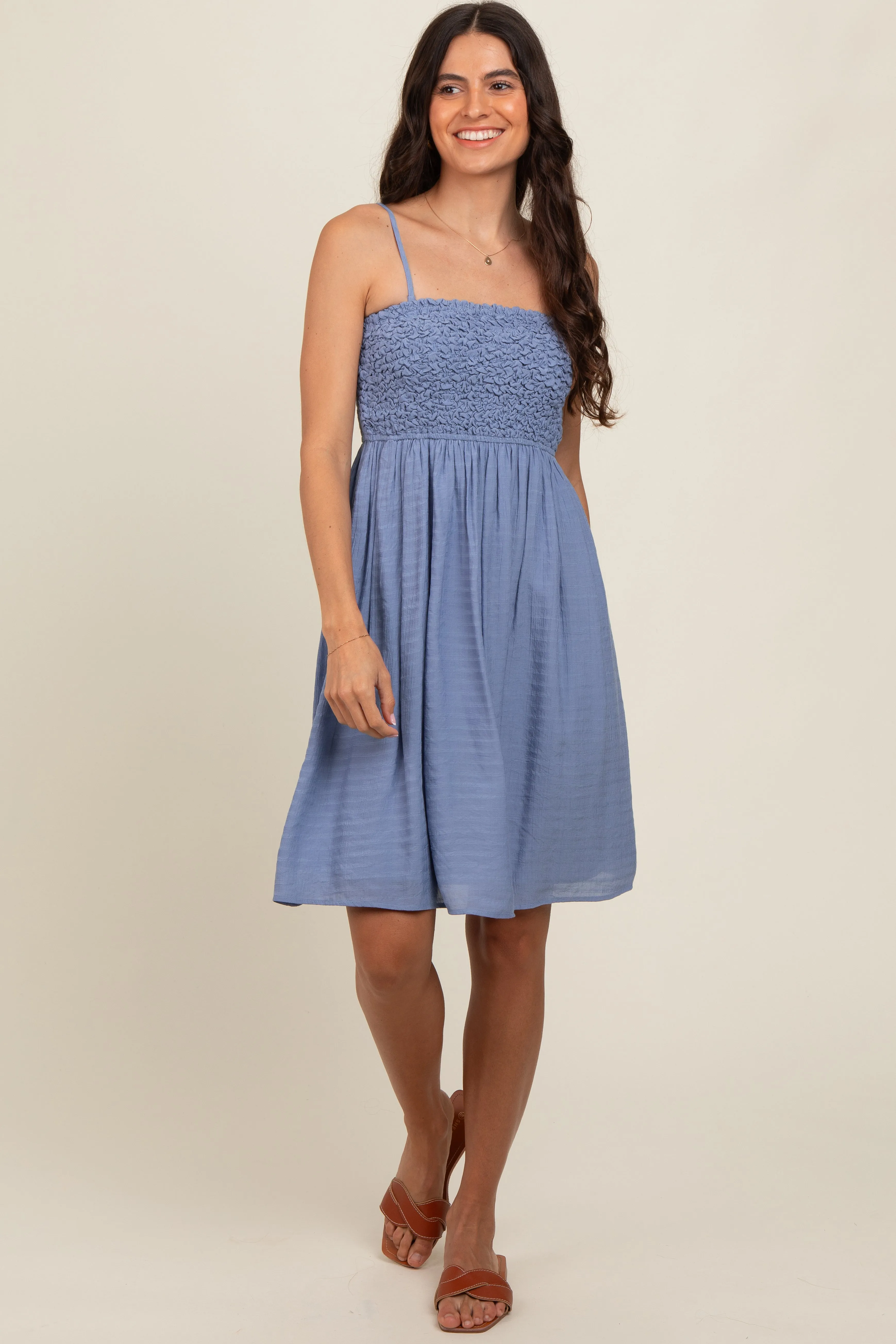 Periwinkle Textured Smocked Dress sold by Pinkblush product image thumbnail 2