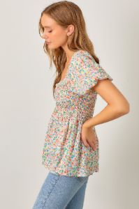 Multi Floral Sweetheart Top sold by Pinkblush