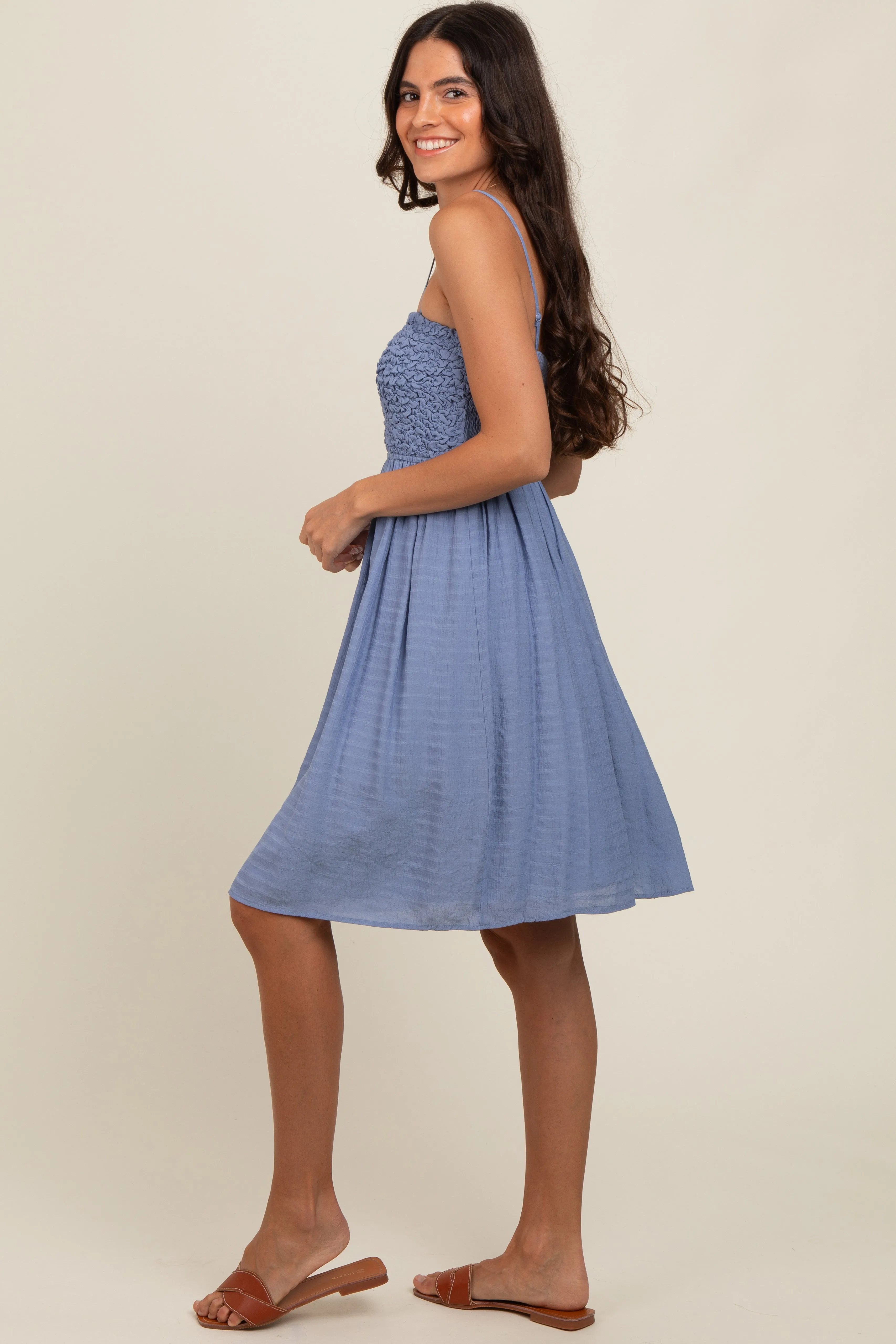 Periwinkle Textured Smocked Dress sold by Pinkblush product image thumbnail 4