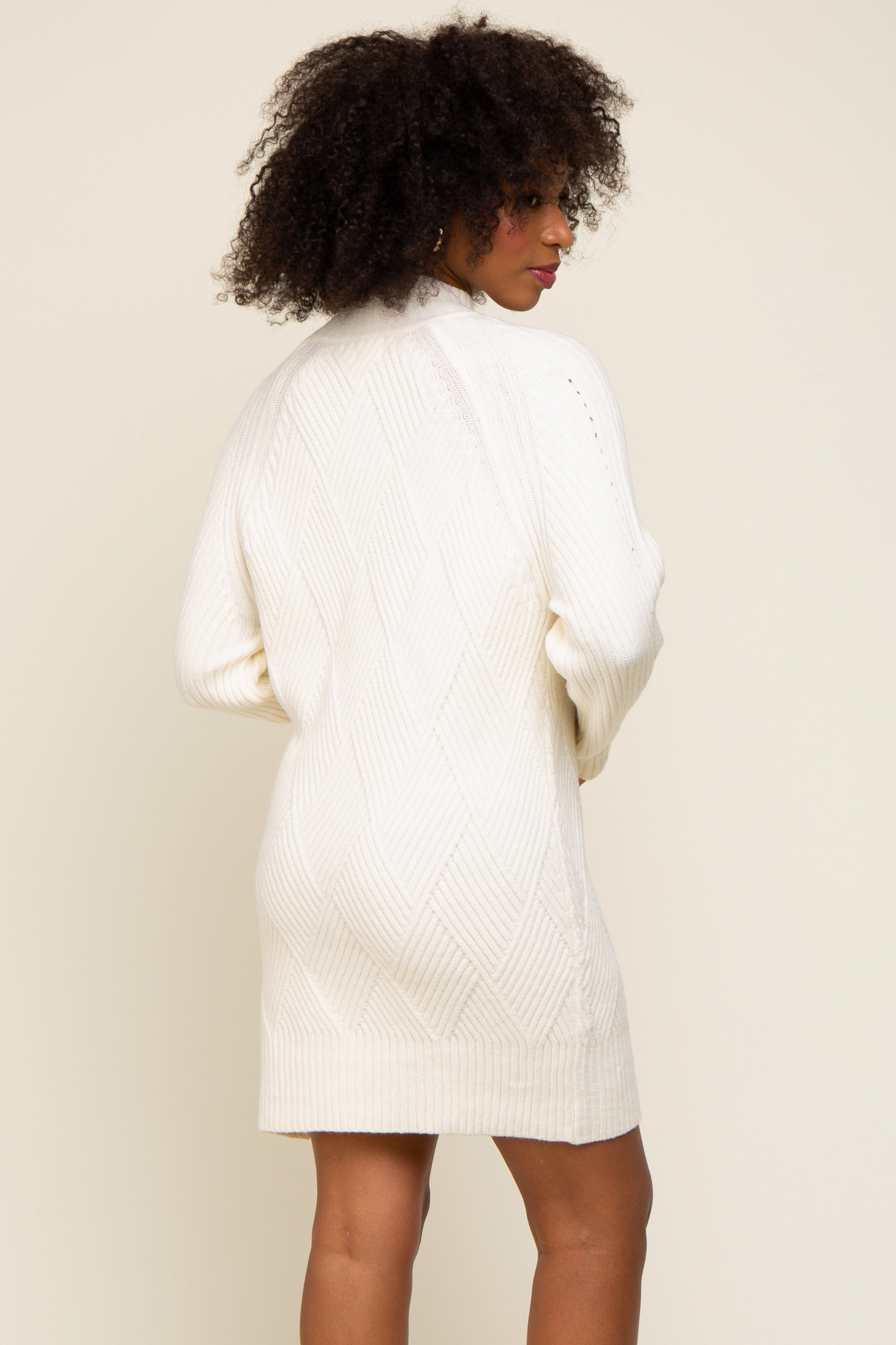 Cream Knit Long Sleeve Sweater Dress sold by Pinkblush product image thumbnail 3