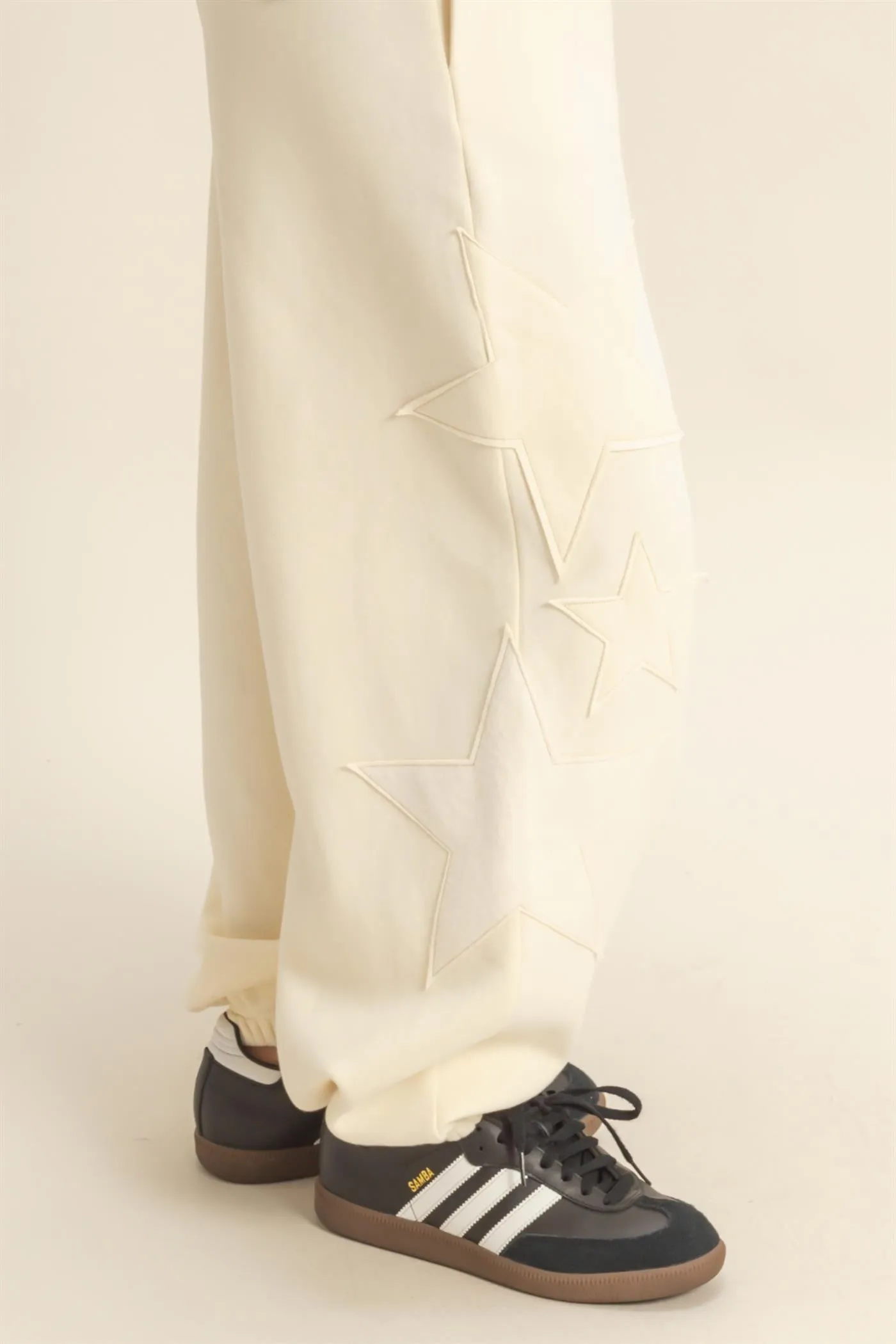Cream Star Patch Drawstring Sweatpants sold by Pinkblush product image thumbnail 5