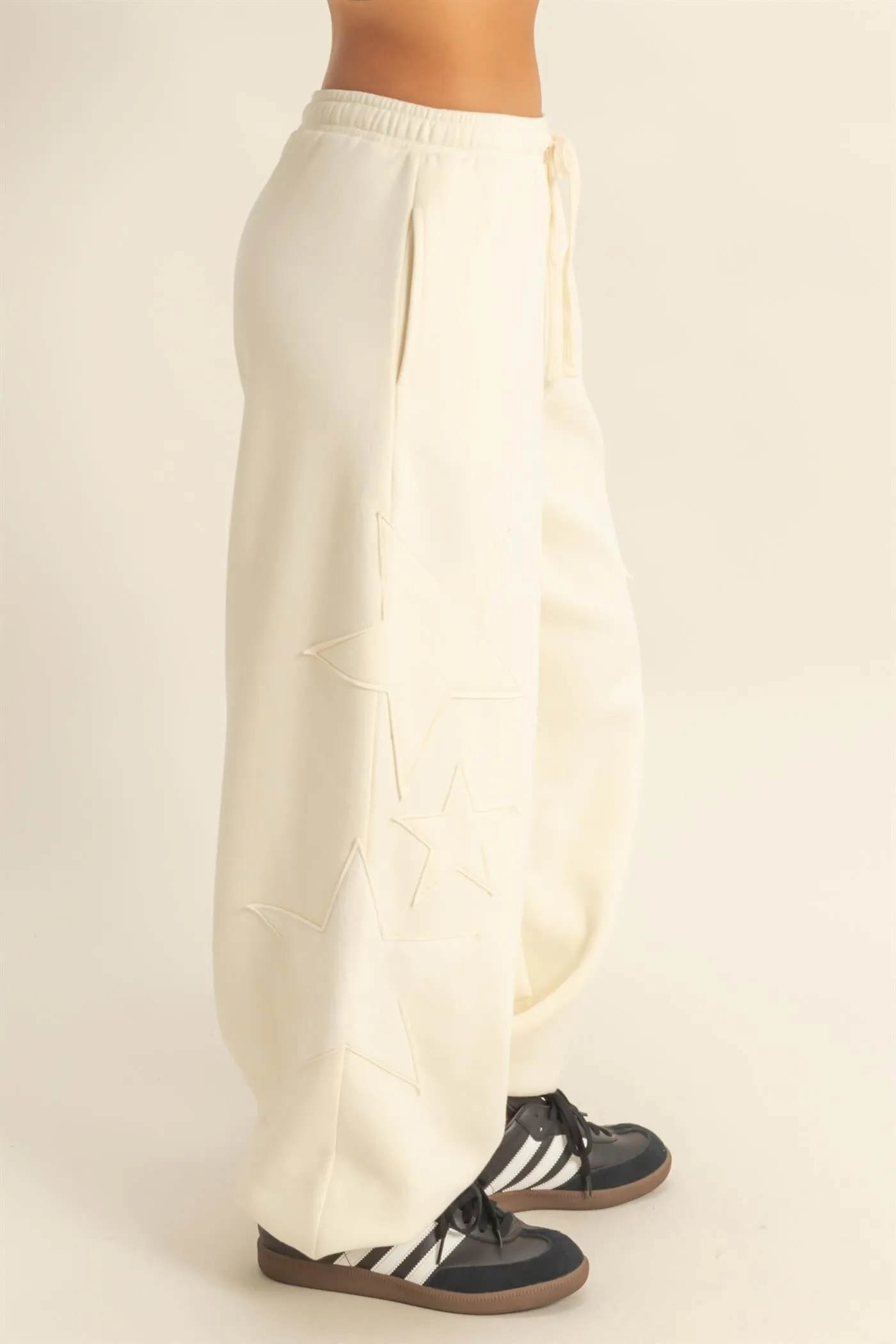 Cream Star Patch Drawstring Sweatpants sold by Pinkblush product image thumbnail 3