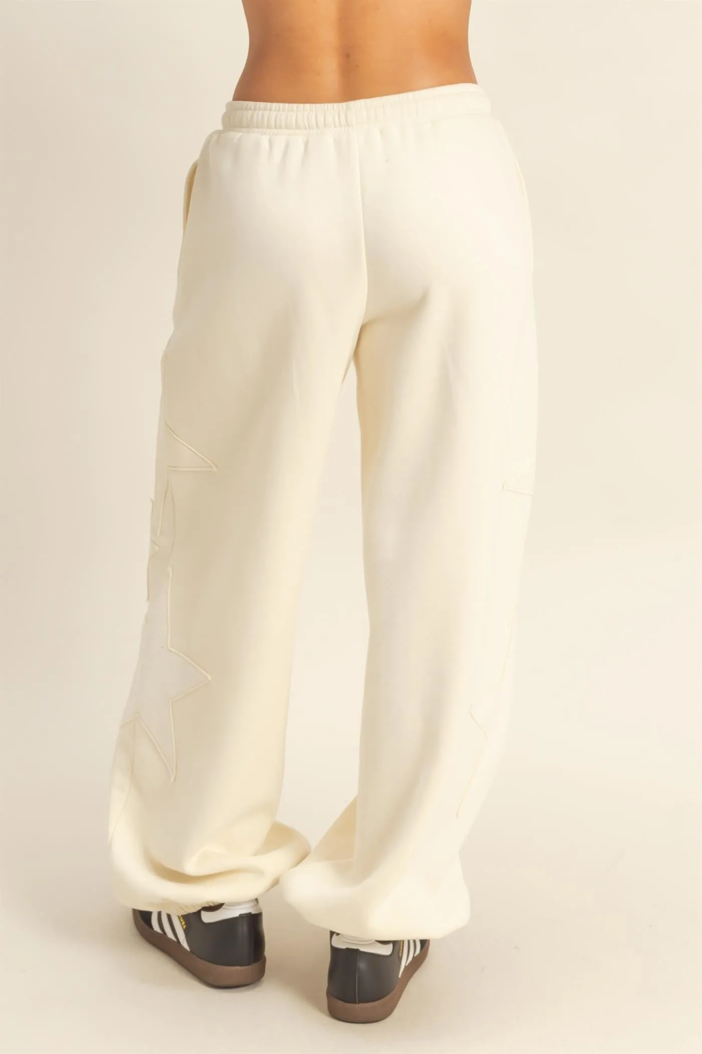 Cream Star Patch Drawstring Sweatpants sold by Pinkblush product image thumbnail 4
