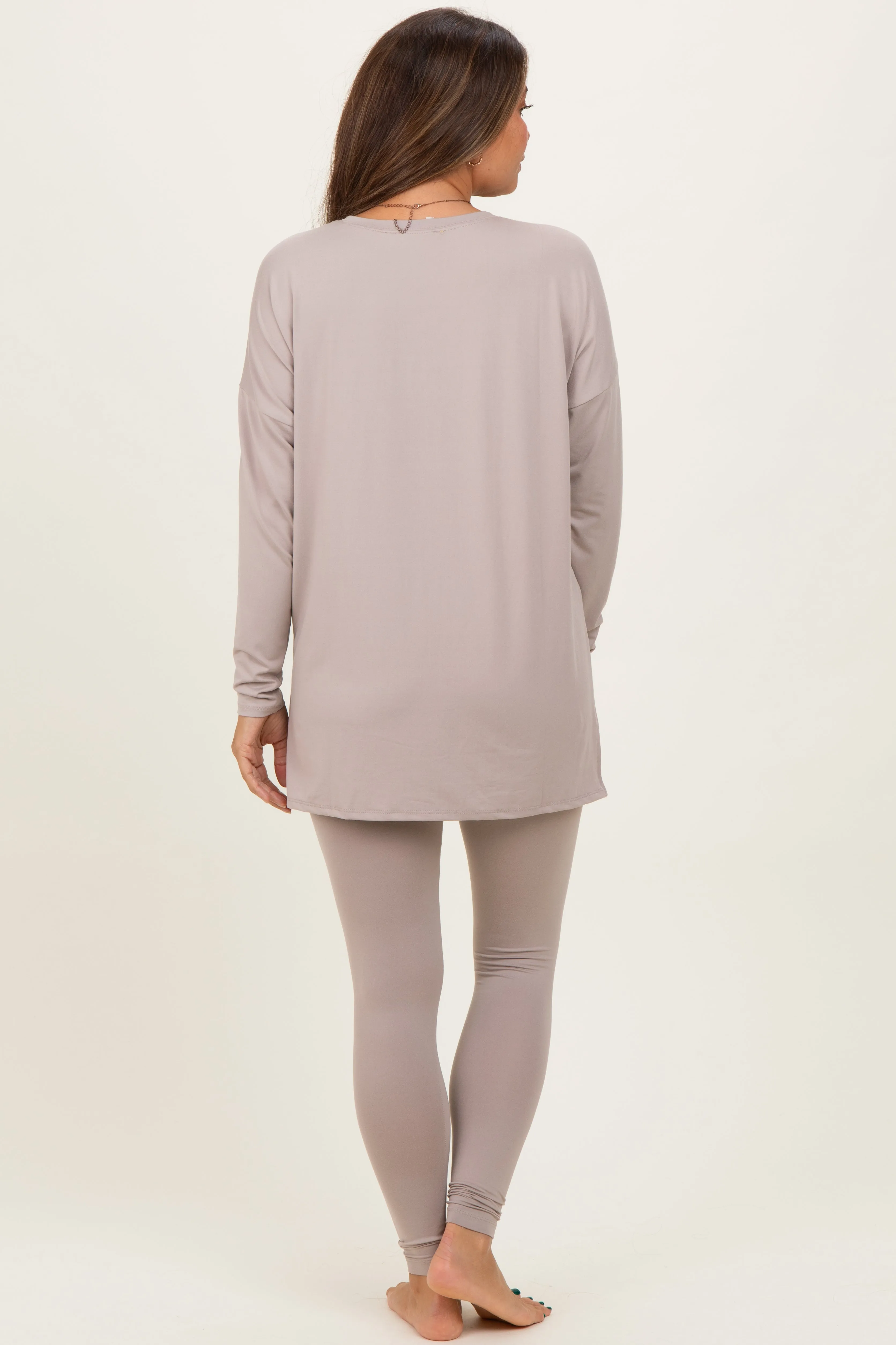 Light Mocha Brushed Knit Oversized Top and Legging Maternity Set sold by Pinkblush product image thumbnail 4