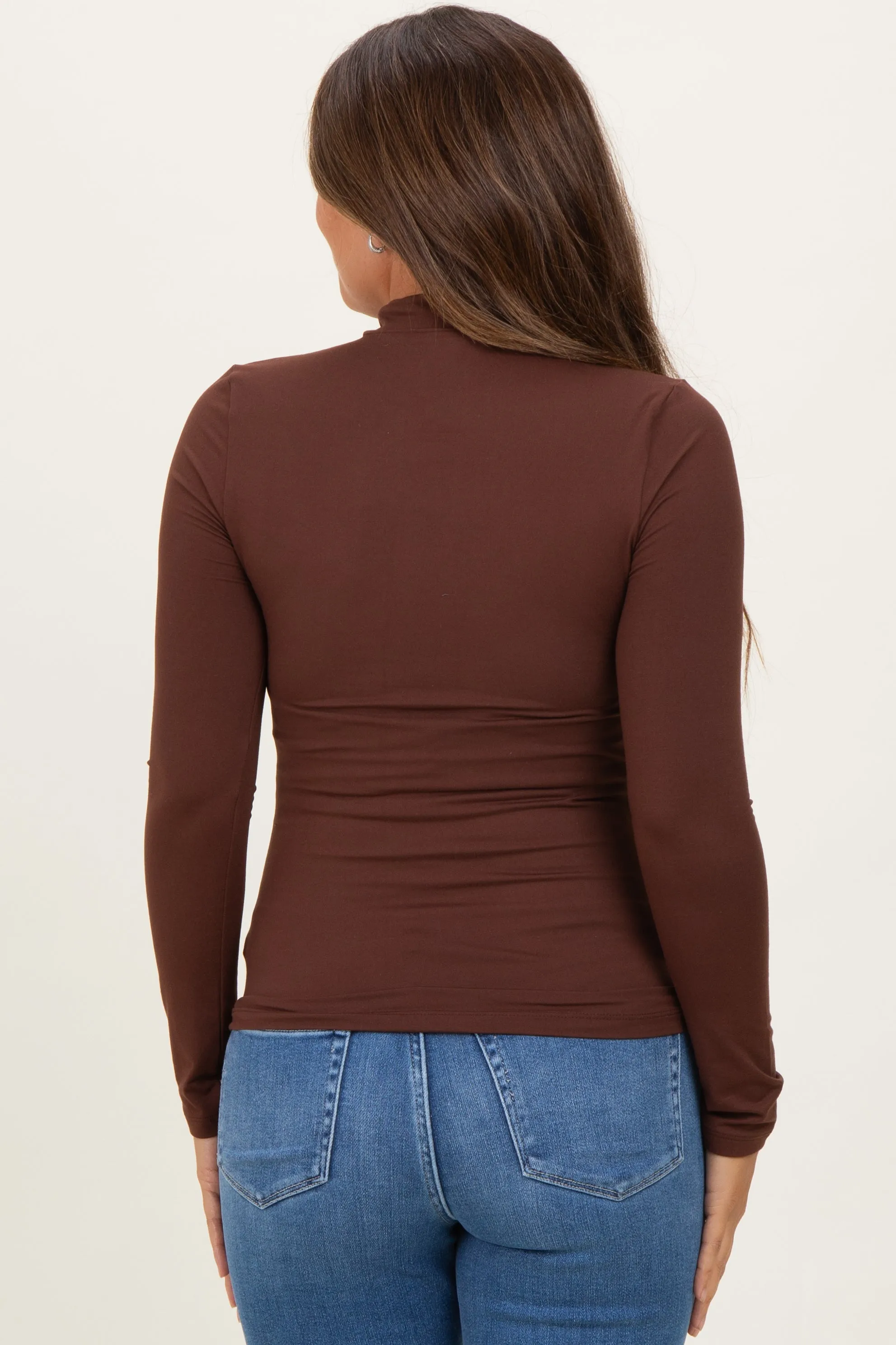 Brown Maternity Mock Neck Top sold by Pinkblush product image thumbnail 4