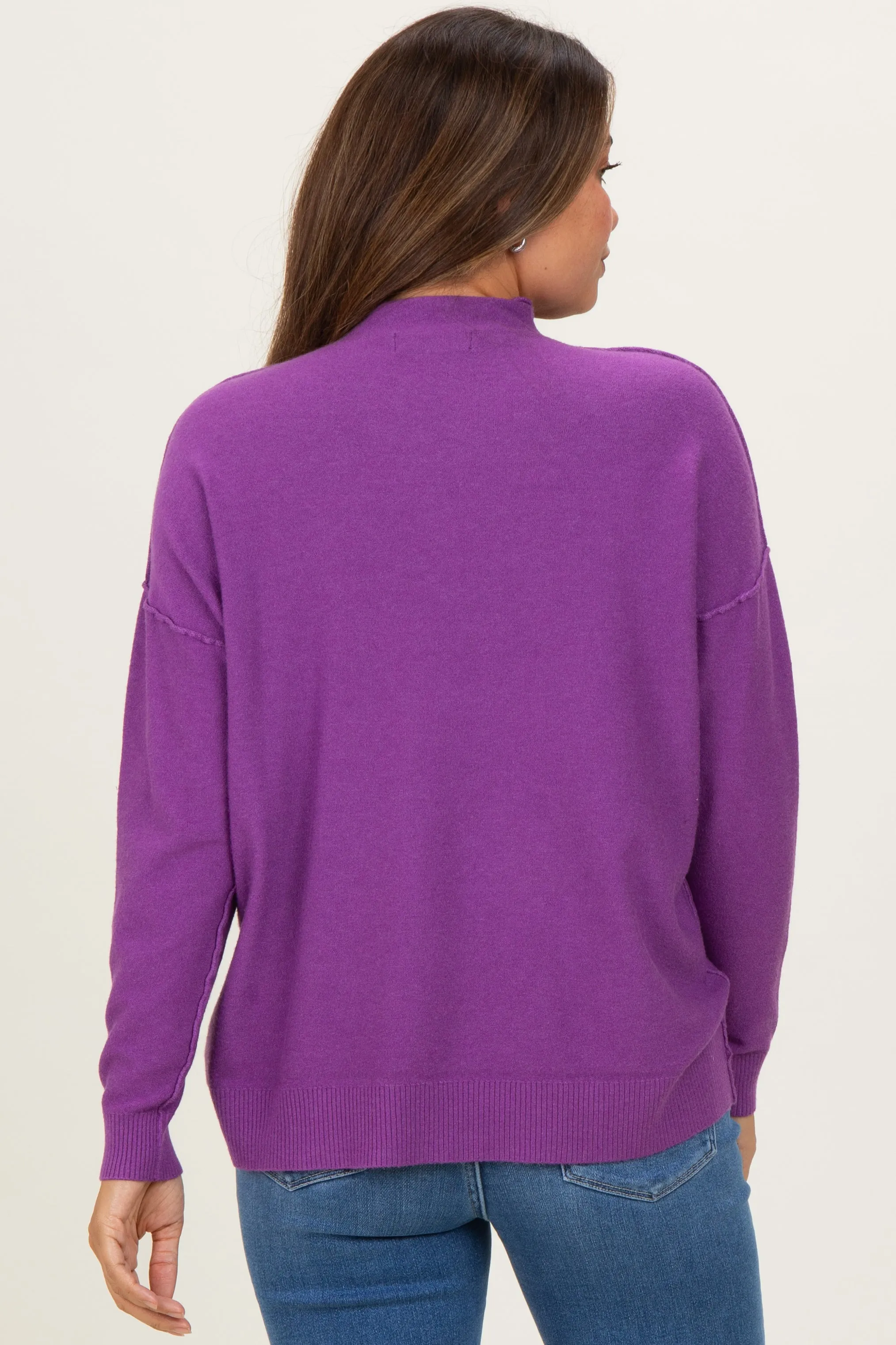 Violet Mock Neck Exposed Seam Maternity Sweater sold by Pinkblush product image thumbnail 4