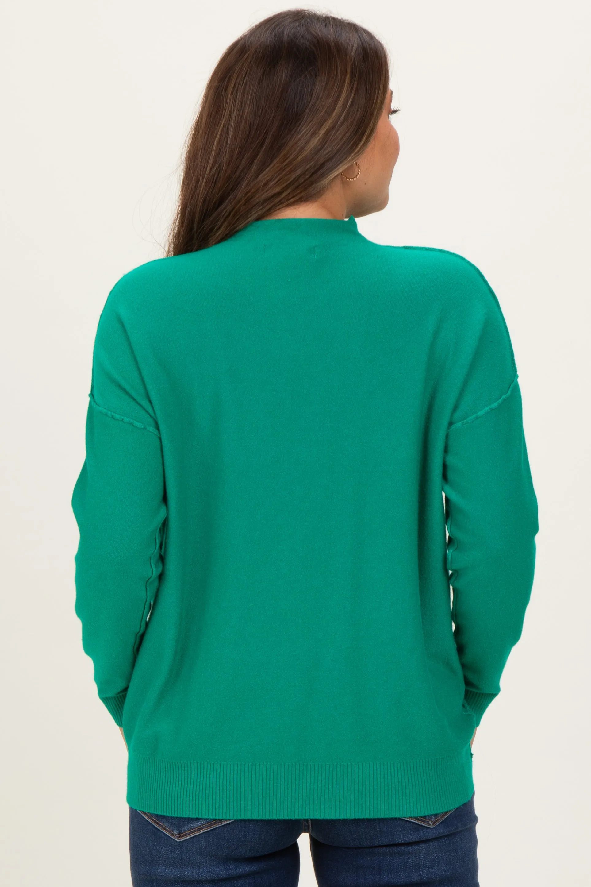 Green Mock Neck Exposed Seam Maternity Sweater sold by Pinkblush product image thumbnail 4