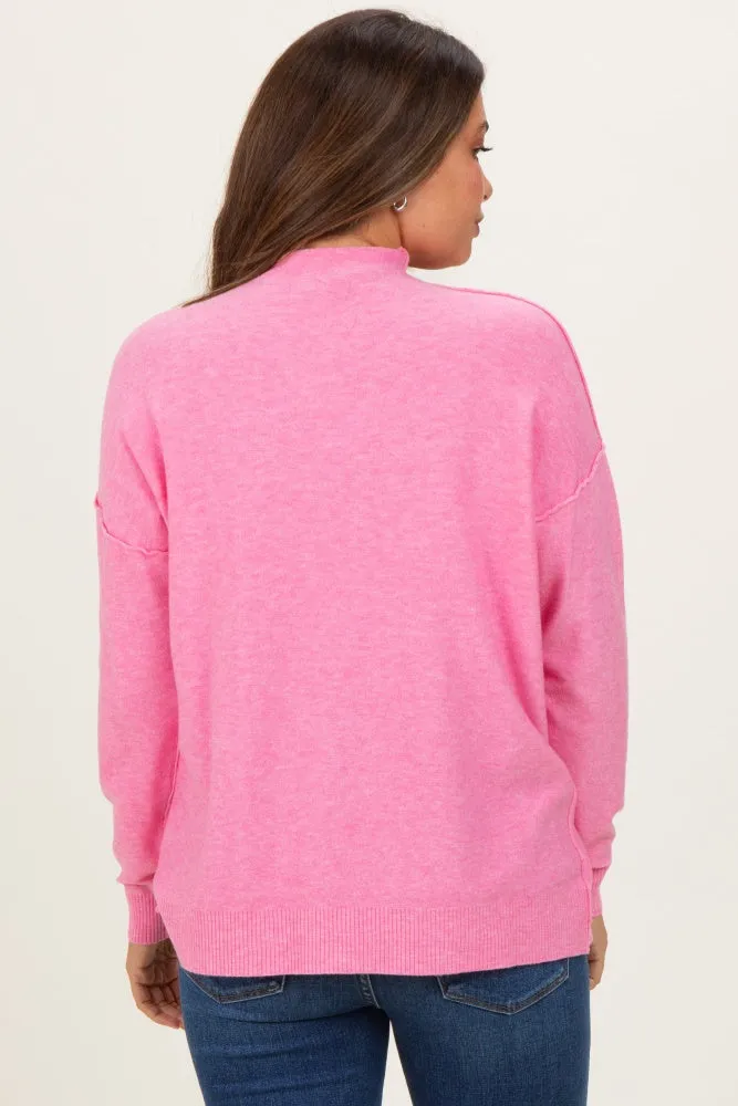 Pink Mock Neck Exposed Seam Maternity Sweater sold by Pinkblush product image thumbnail 4