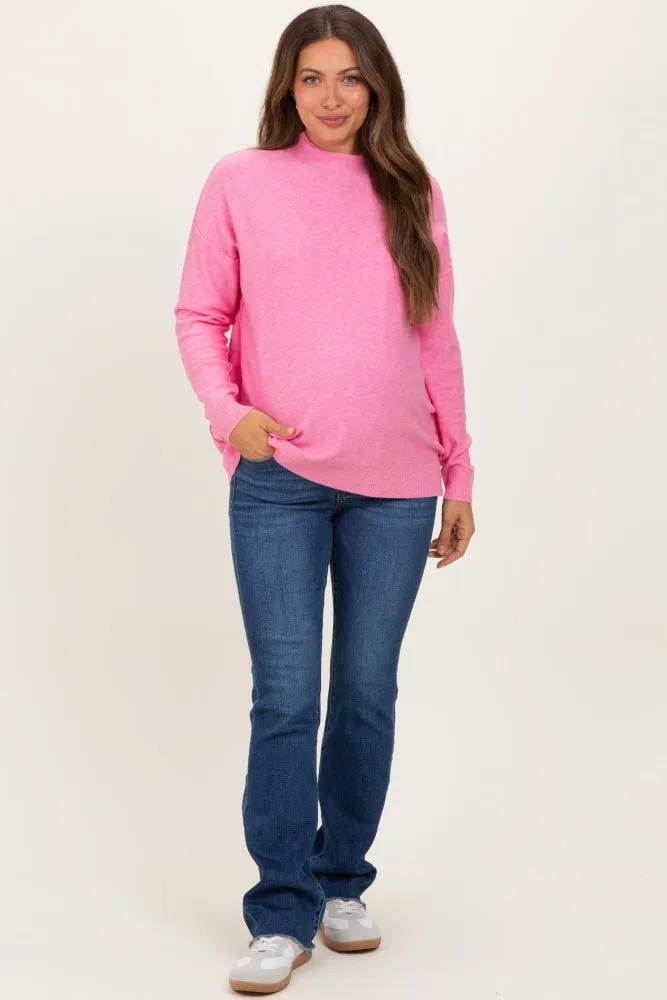 Pink Mock Neck Exposed Seam Maternity Sweater sold by Pinkblush product image thumbnail 2