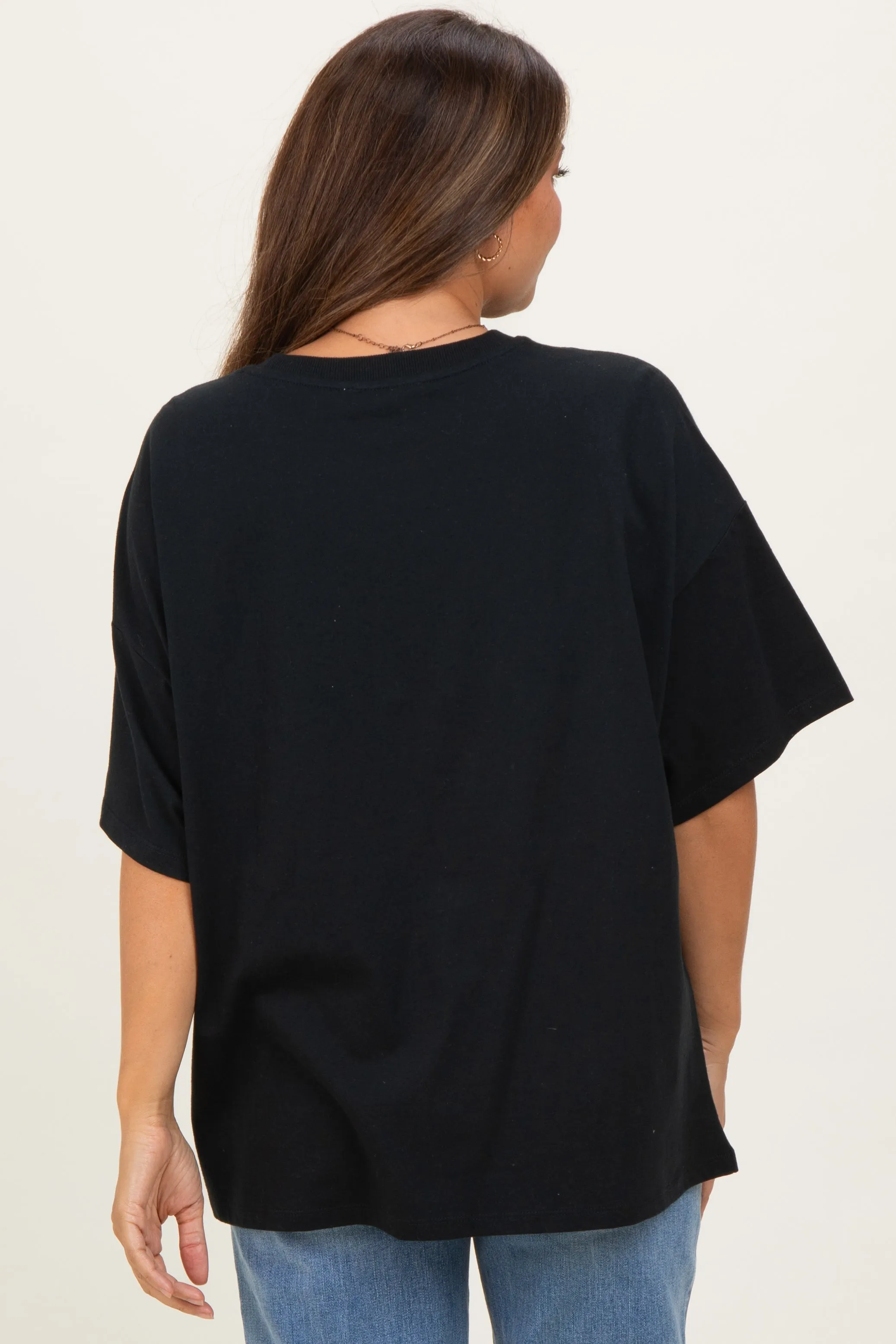 Black Crew Neck Short Sleeve Oversized Maternity T-Shirt sold by Pinkblush product image thumbnail 4
