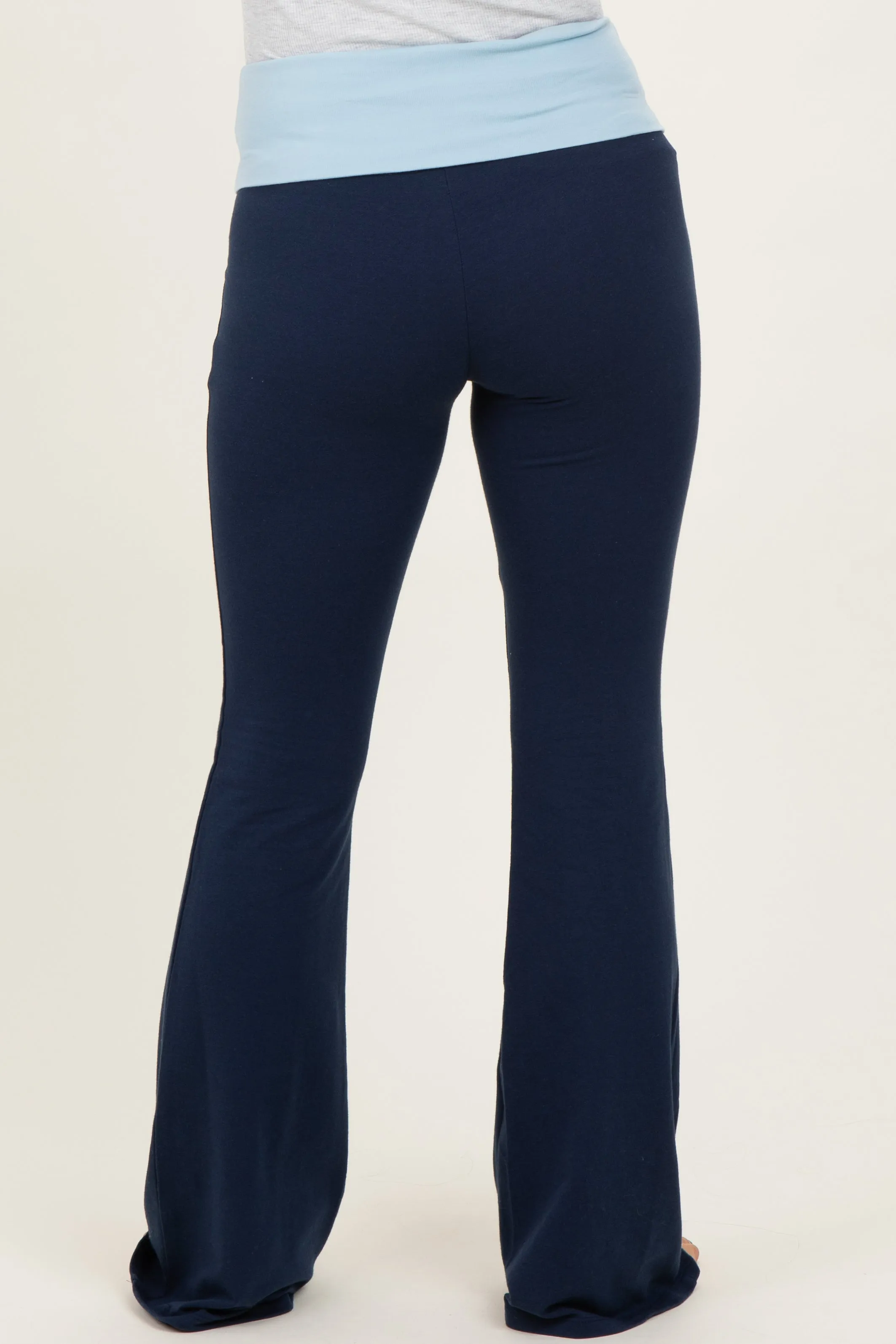 Navy Contrast Waistband Flared Maternity Lounge Pants sold by Pinkblush product image thumbnail 5